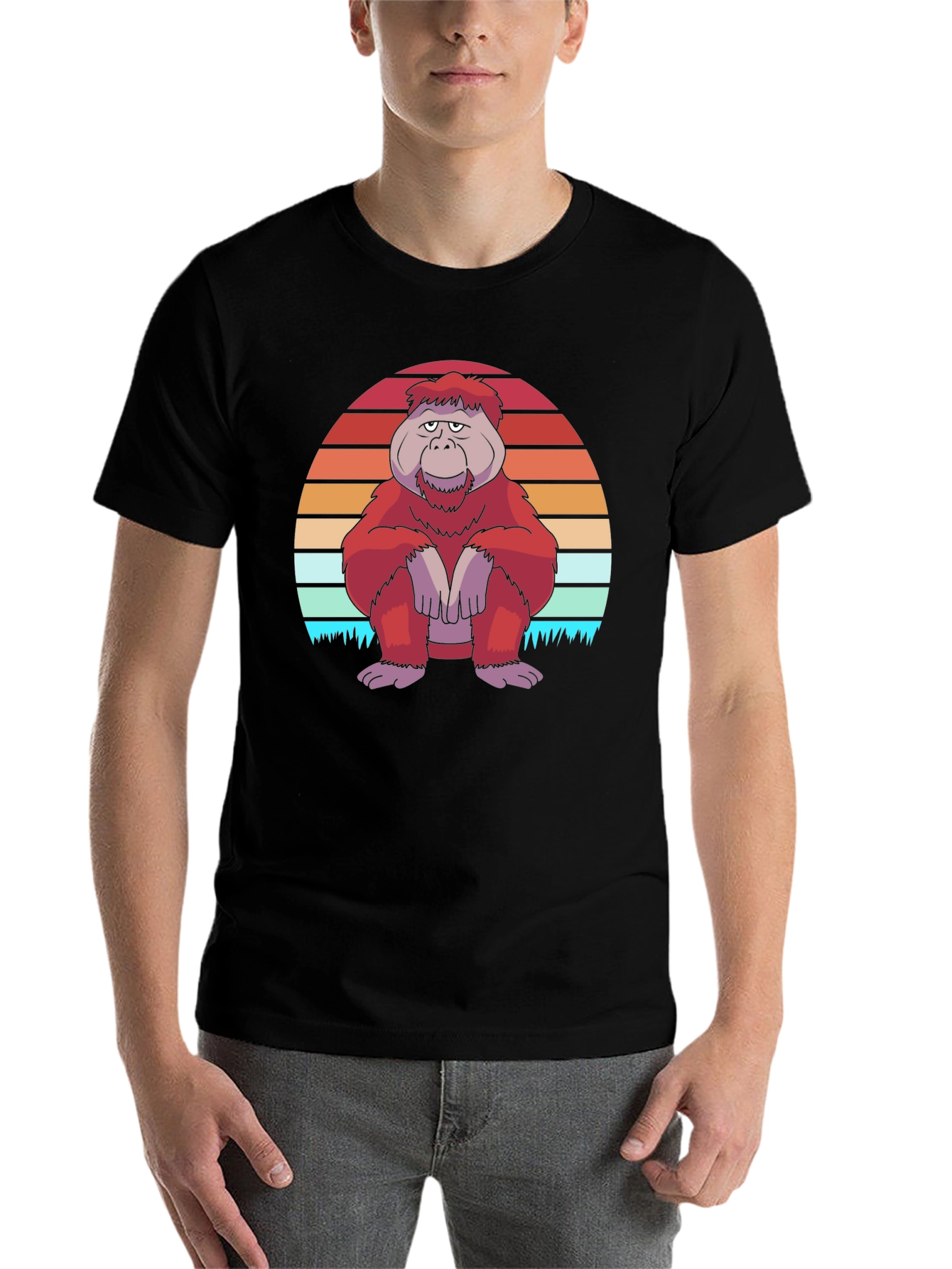 Black Retro Orangutan Graphic Tee - Comfort Fit view 7
