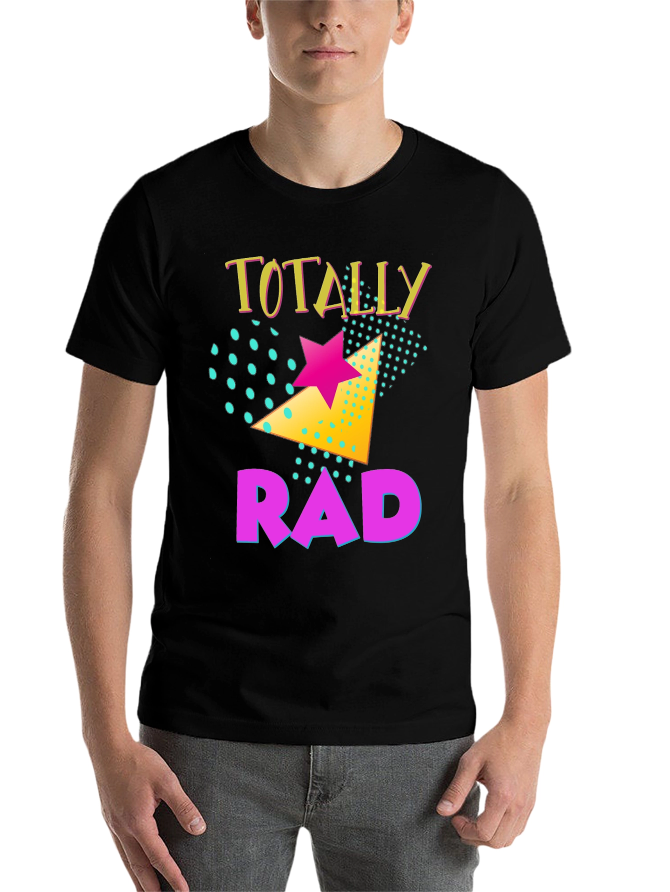 Black Totally Rad Retro Graphic T-Shirt view 7