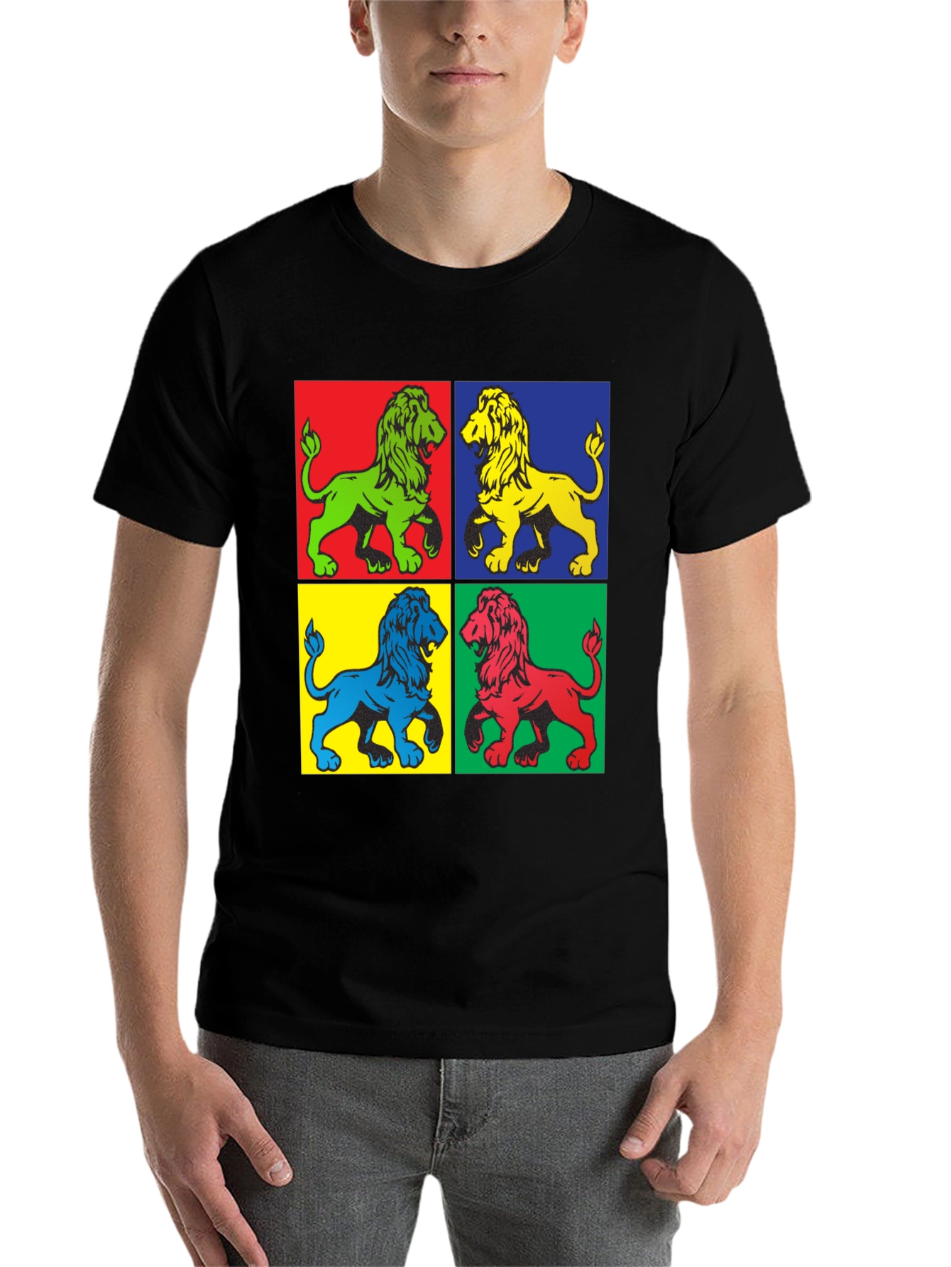 Black Pop Art Lion Graphic Tee view 7