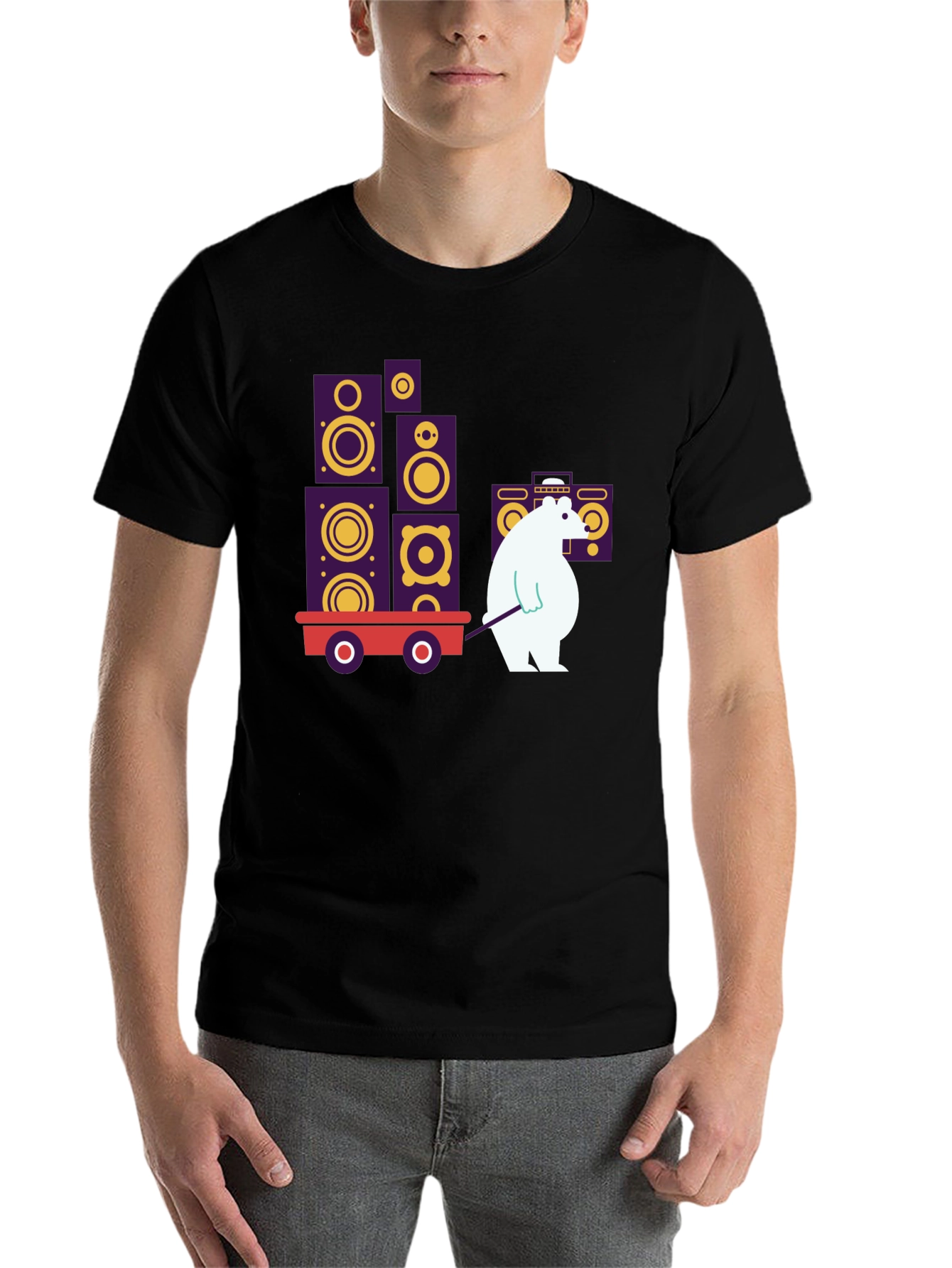 Black Cool Graphic Tee - Bear Hauling Speakers view 7