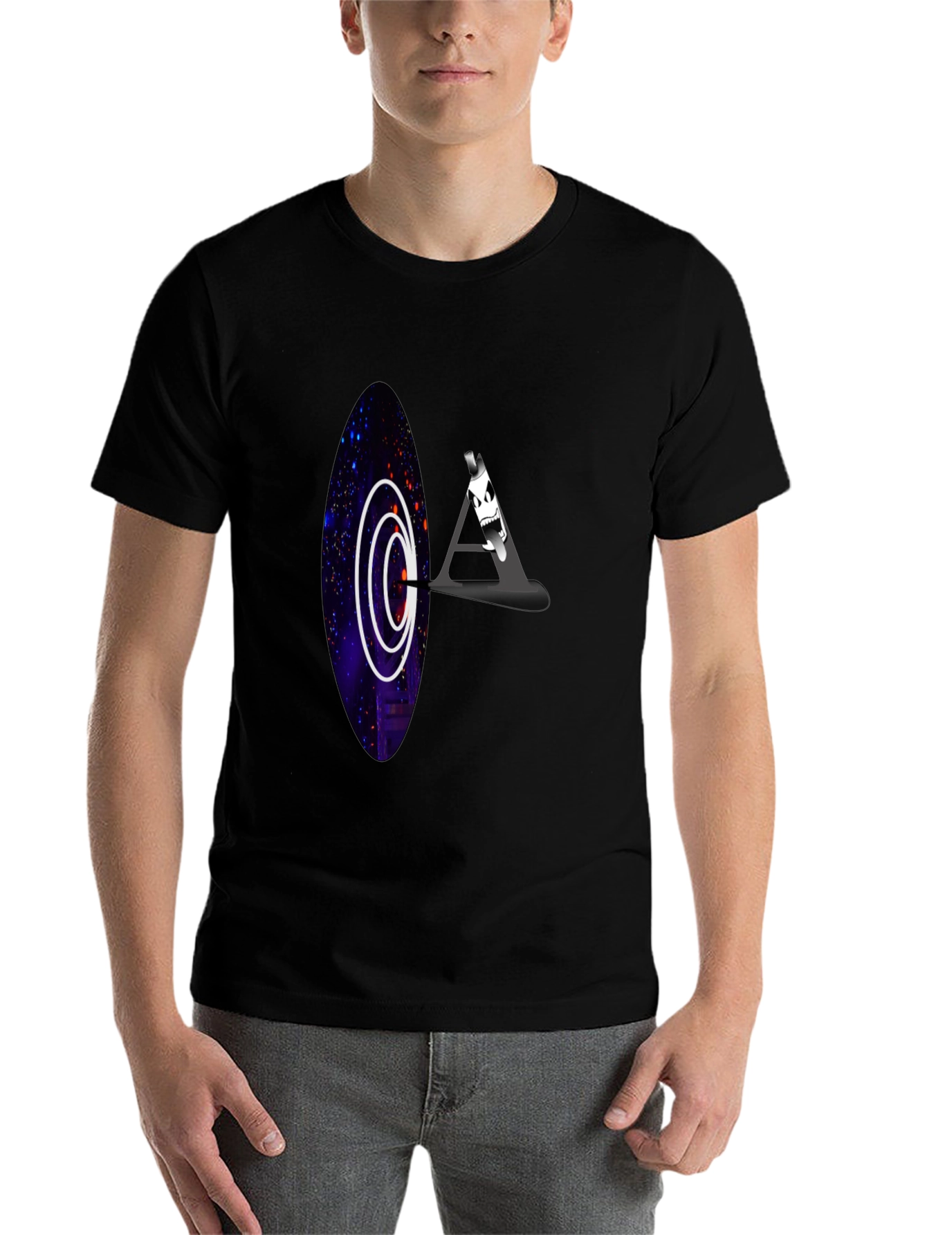 Black Cosmic Portal T-Shirt - Unique Graphic Tee view 7