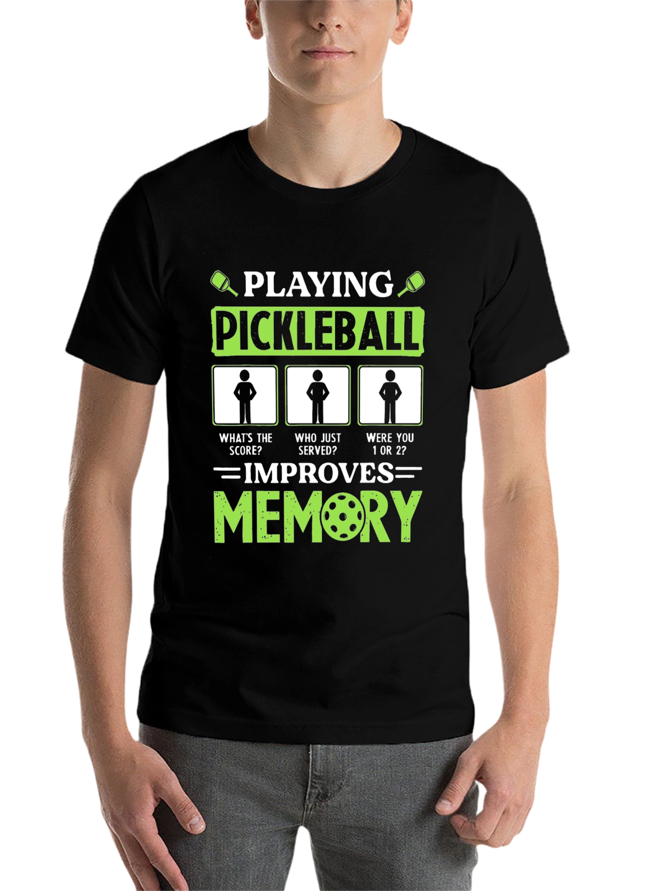 Black Pickleball Memory Improvement T-Shirt view 7