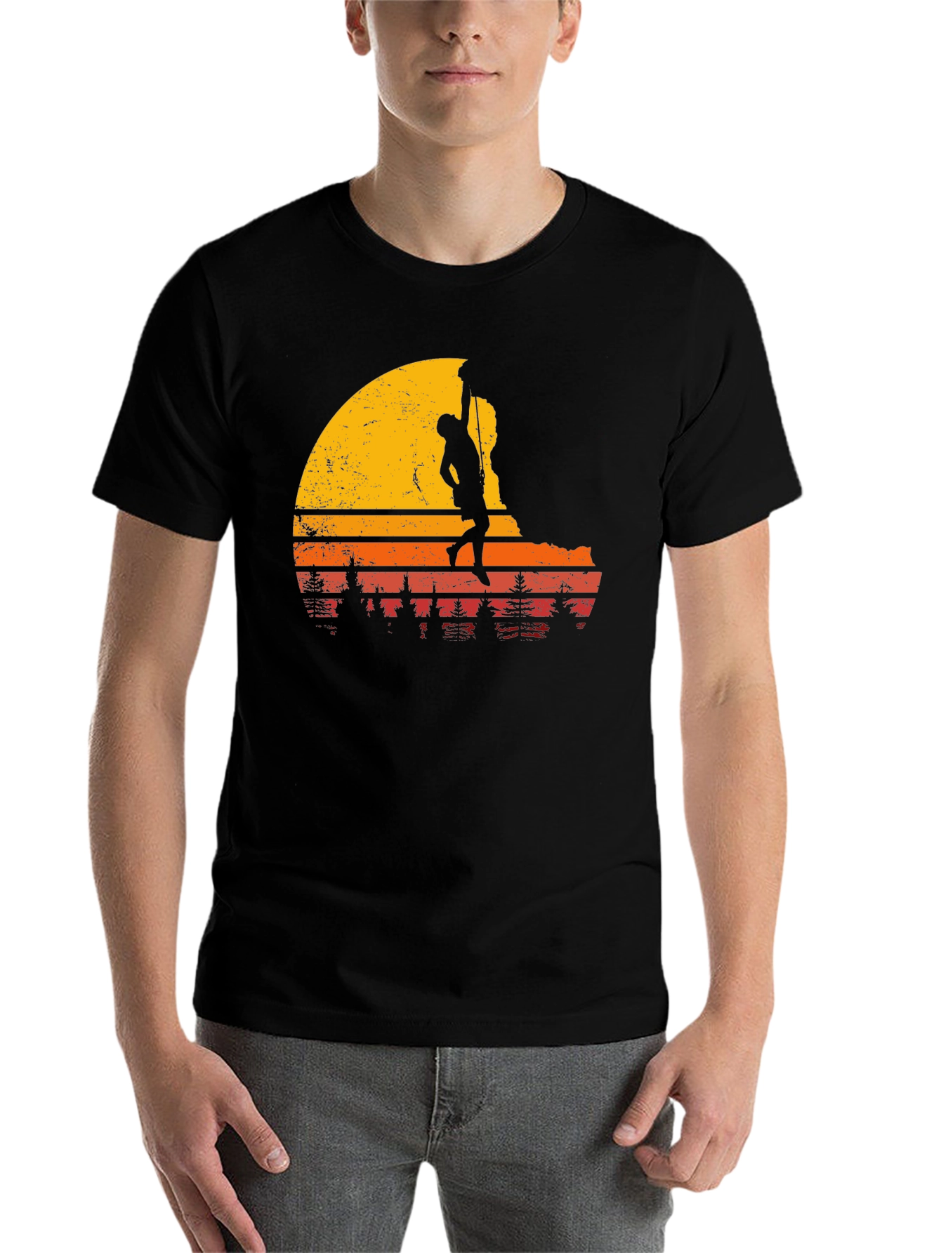 Black Retro Climbing T-Shirt - Adventure Awaits! view 7