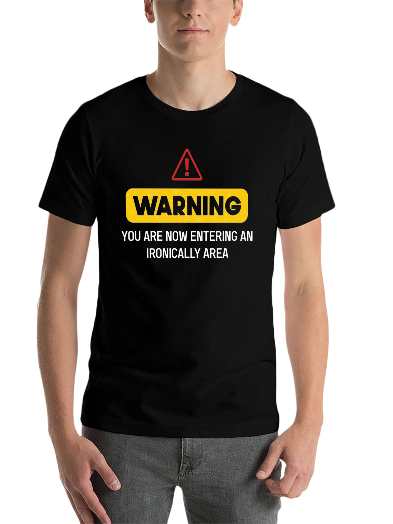 Black Warning Ironic Area Black Humor Graphic Tee view 7