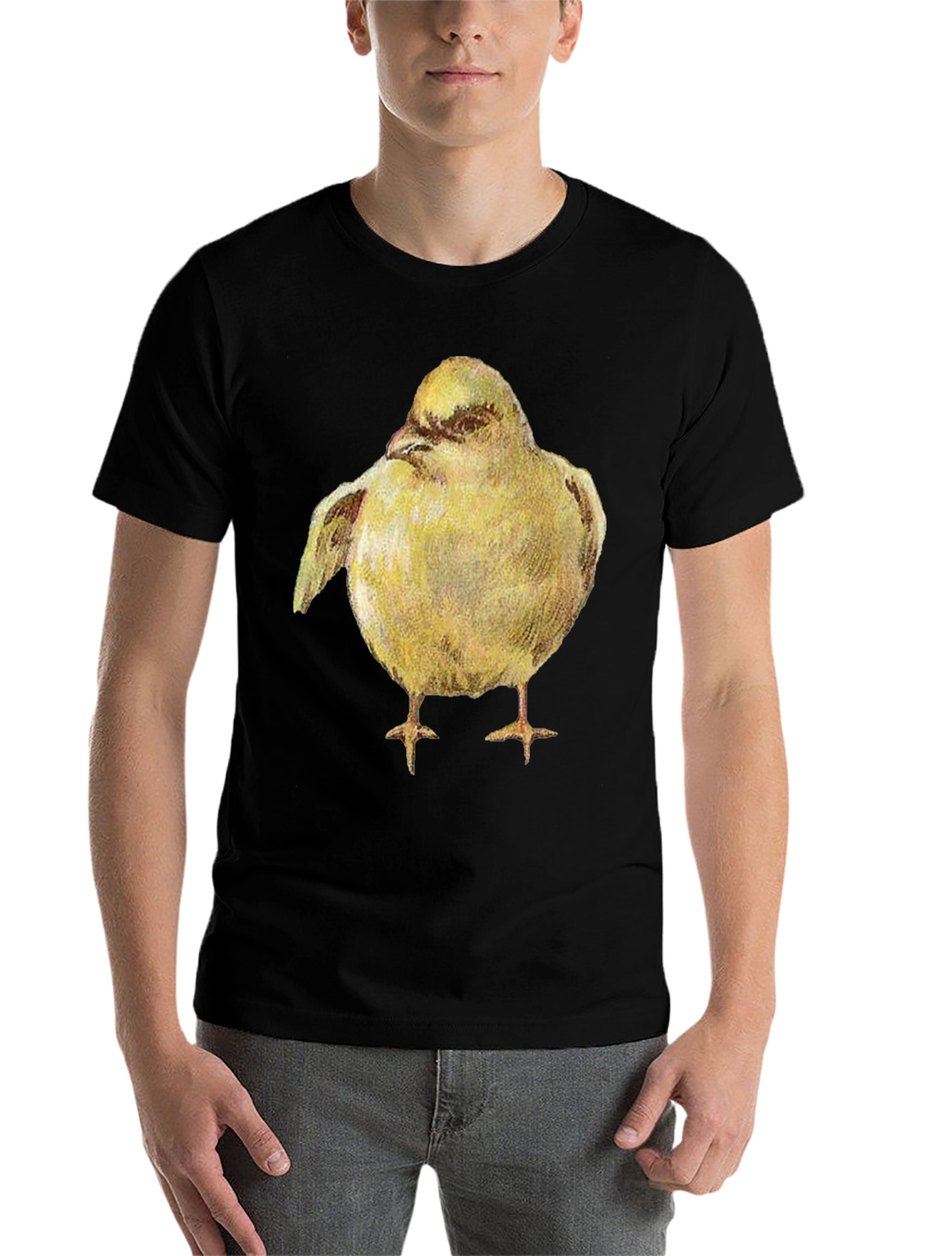 Black Yellow Bird Graphic Tee - Unisex Black T-Shirt view 7