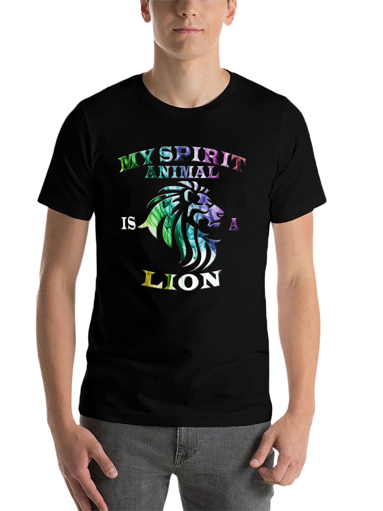 Black My Spirit Animal is a Lion T-Shirt view 7