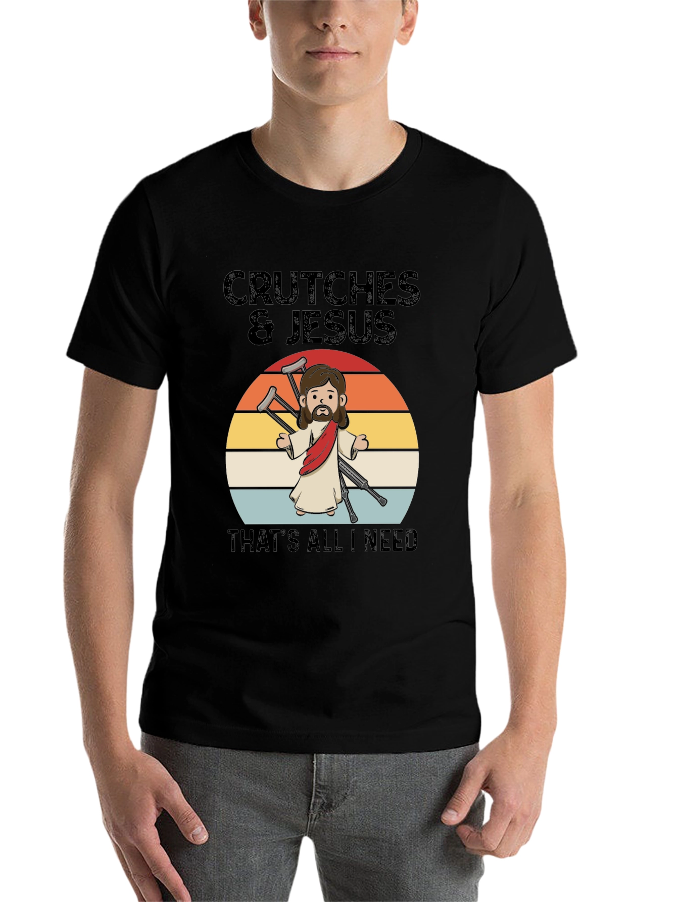 Black Crutches & Jesus Graphic T-Shirt view 7