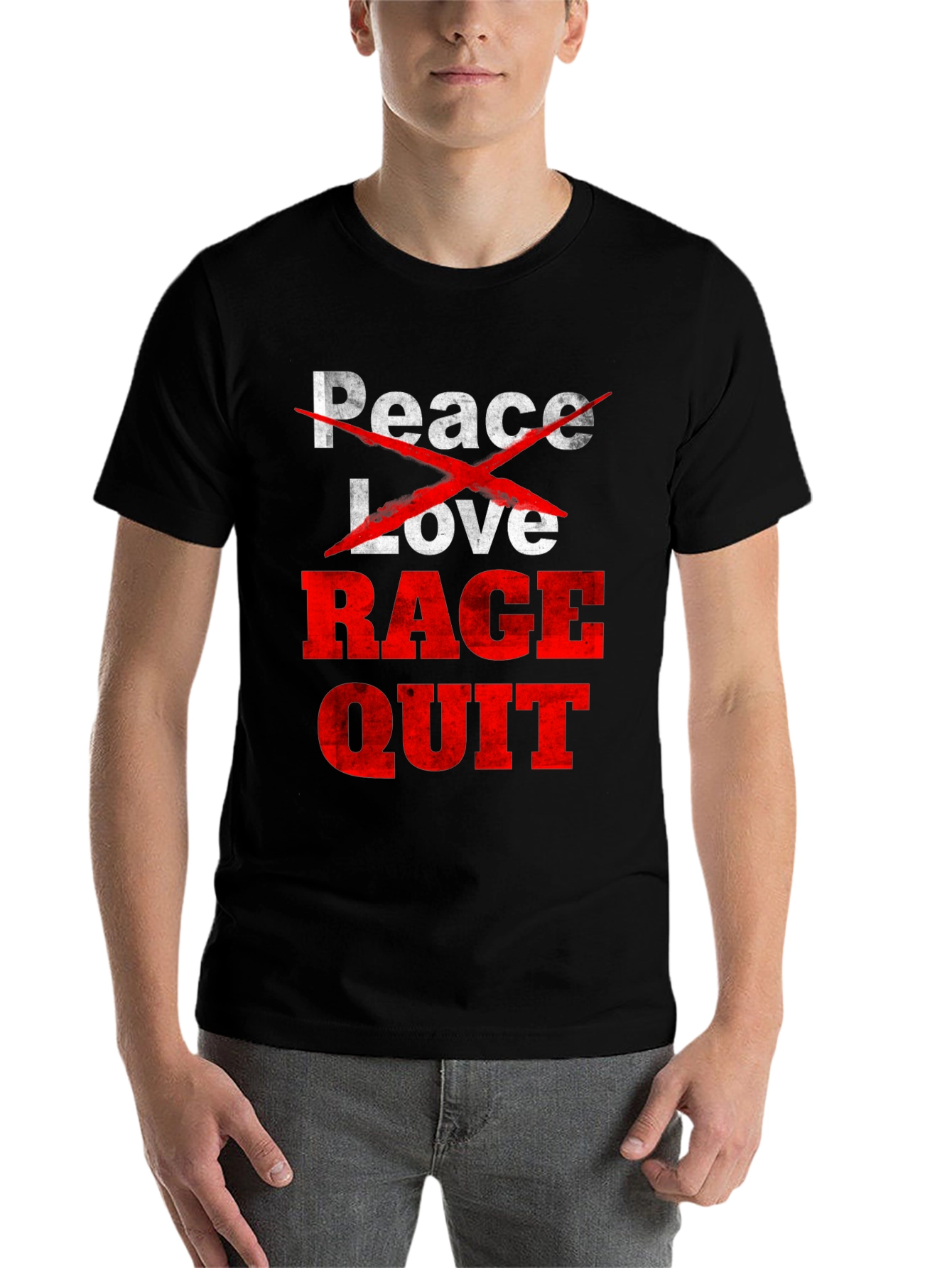 Black Peace Love Rage Quit Graphic Tee view 7