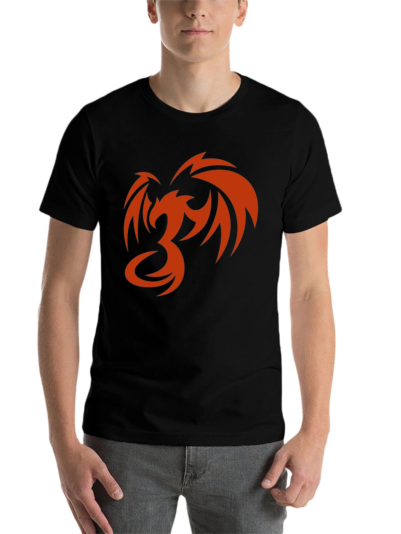 Black Phoenix Graphic Print Men's Black T-Shirt view 7
