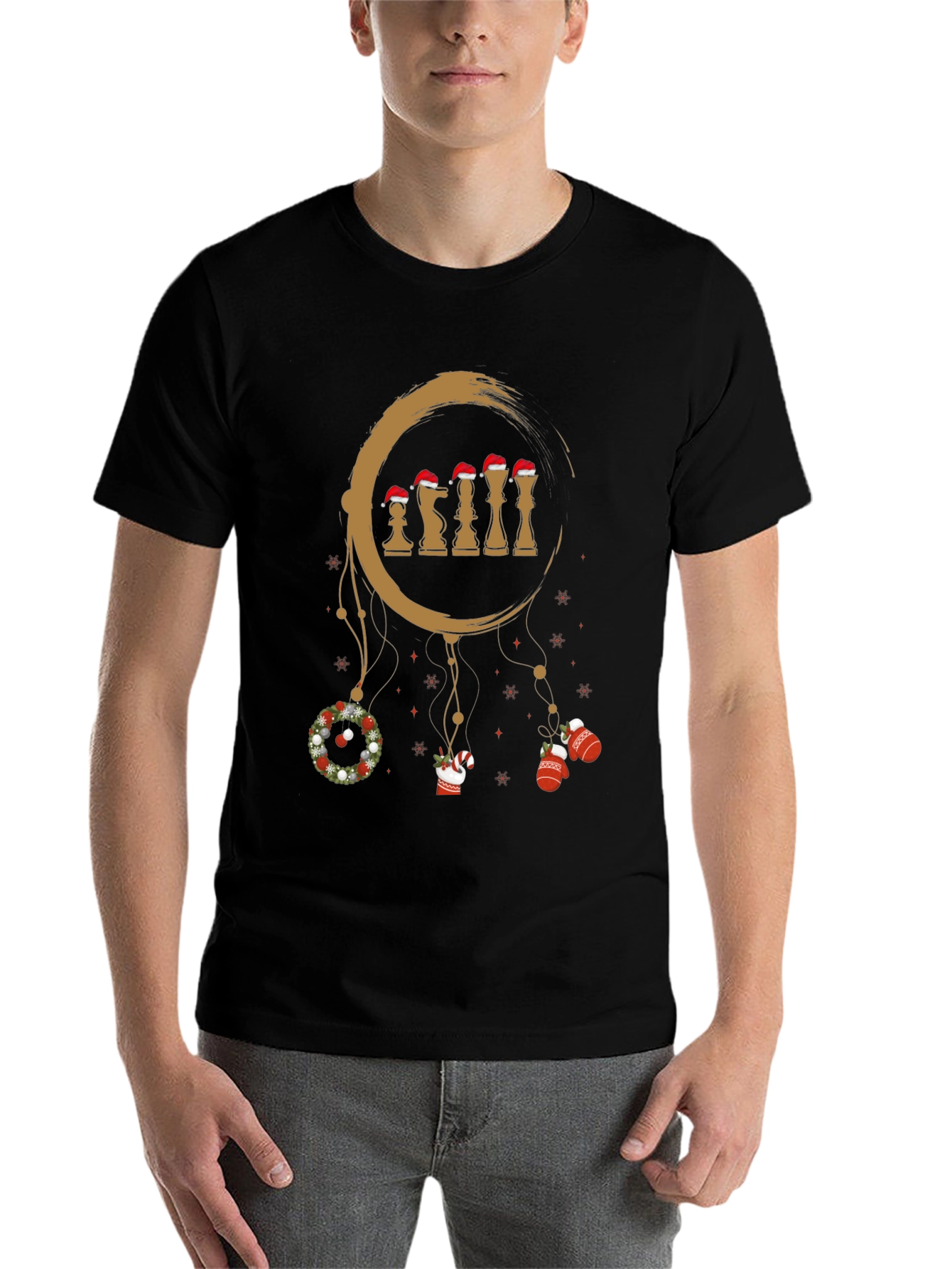 Black Festive Chess Dreamcatcher Tee - Holiday Edition view 7