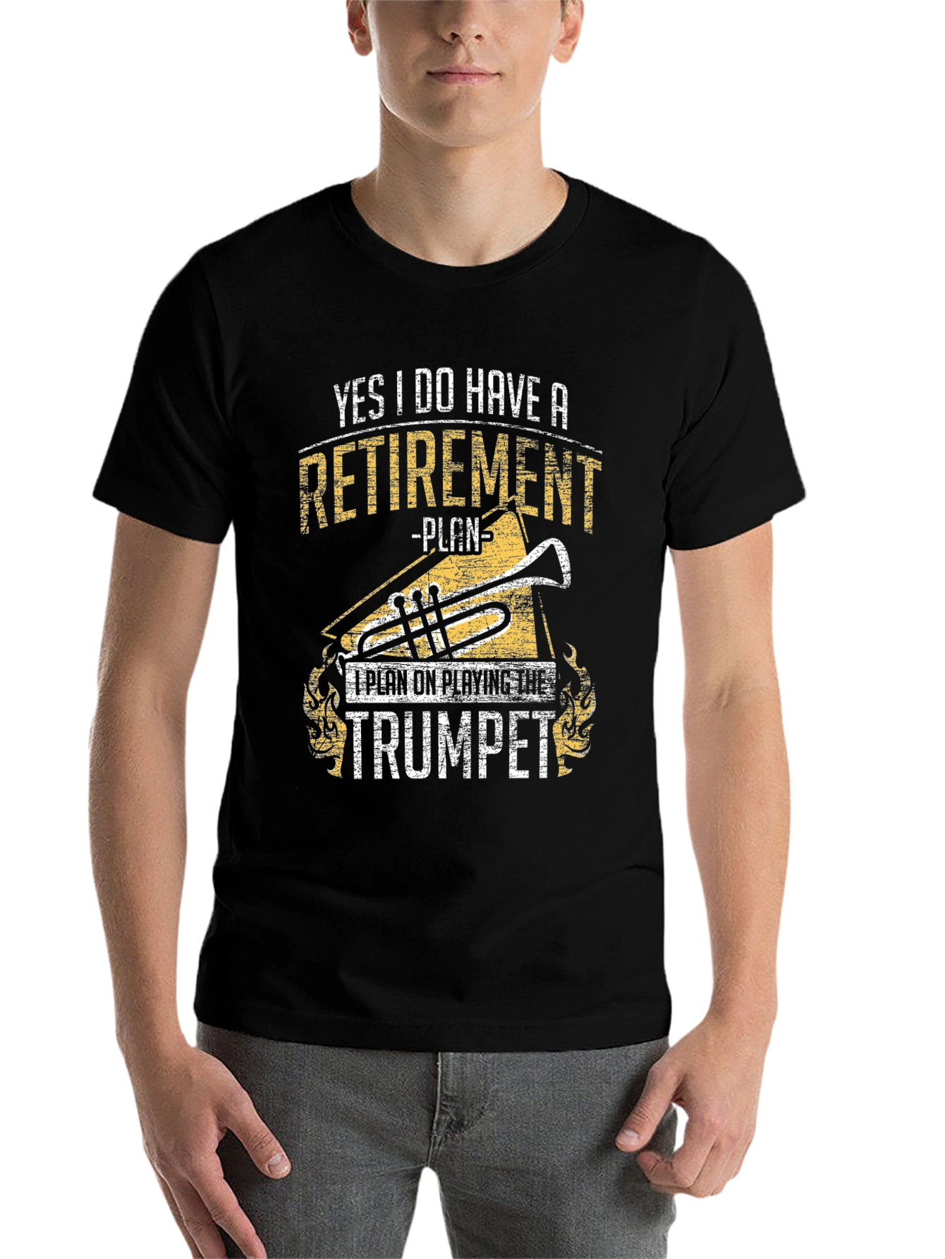 Black Retirement Trumpet Player T-Shirt view 7