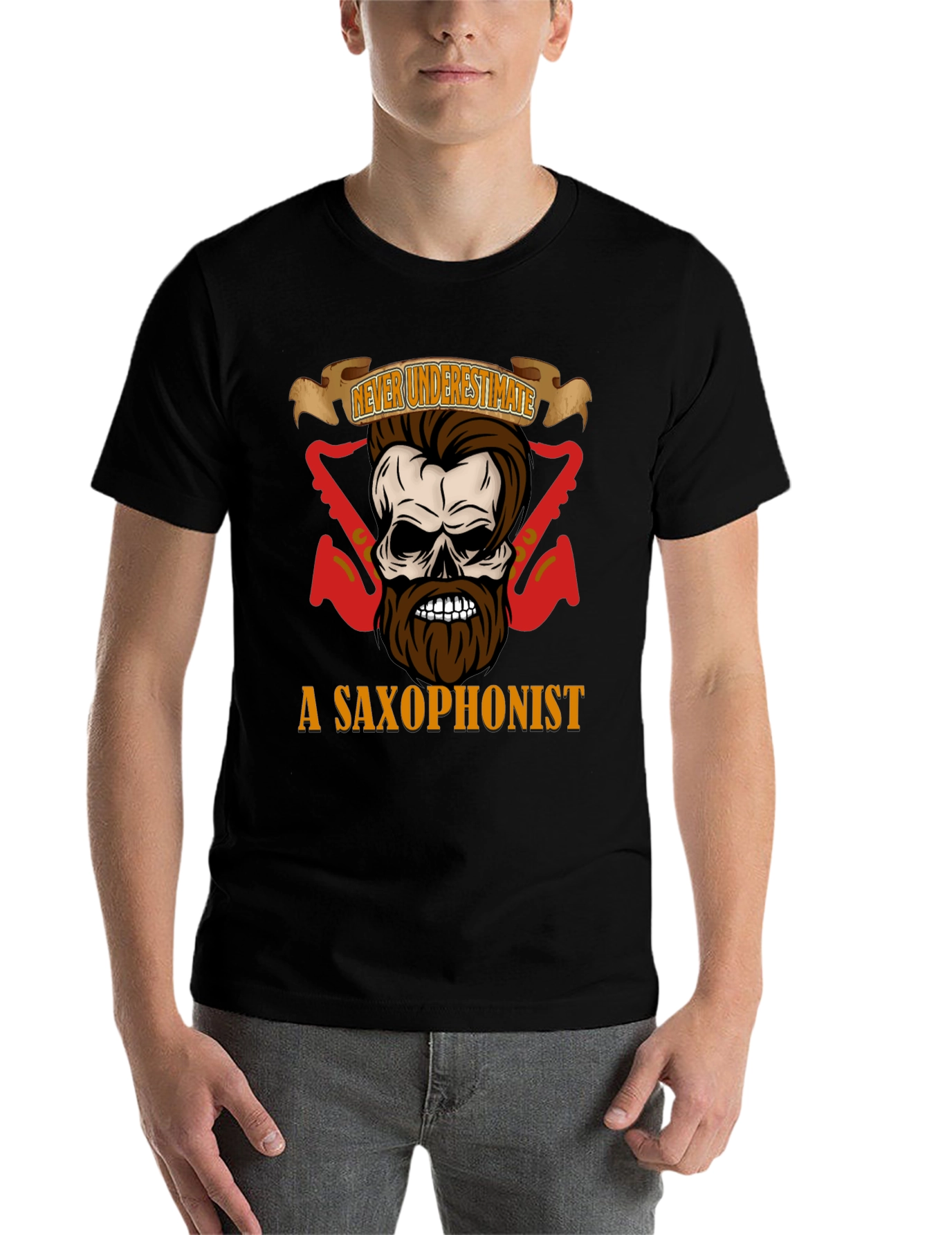 Black Never Underestimate a Saxophonist T-Shirt view 7