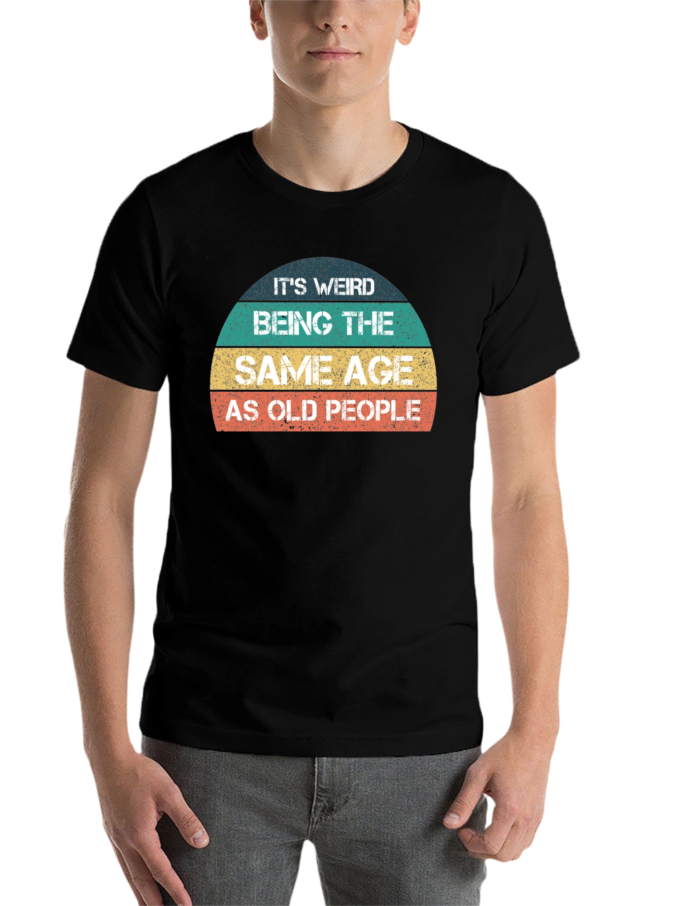 Black Funny 'Same Age As Old People' Graphic T-Shirt view 7