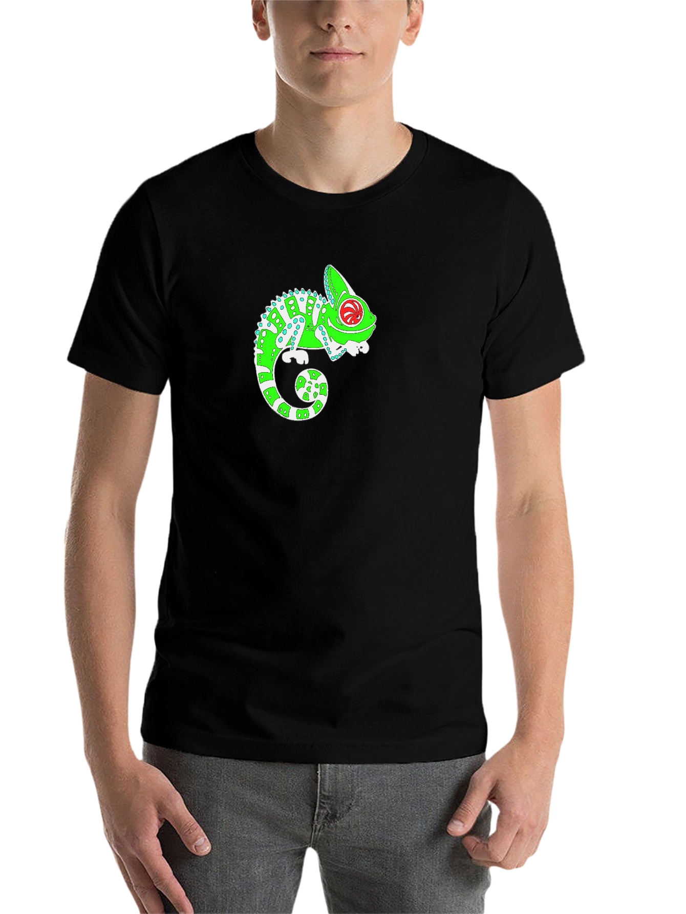 Black Funky Chameleon Graphic T-Shirt - Black view 7