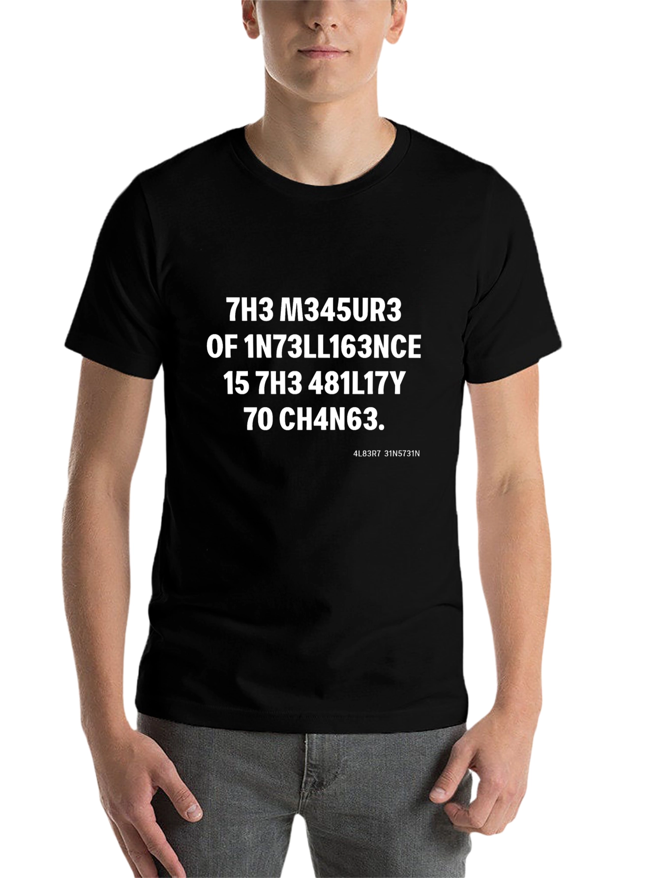 Black Humorous Intelligence T-Shirt - Leet Speak Design view 7