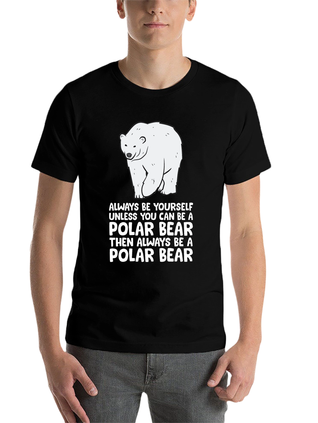 Black Polar Bear T-Shirt - "Always Be Yourself" view 7