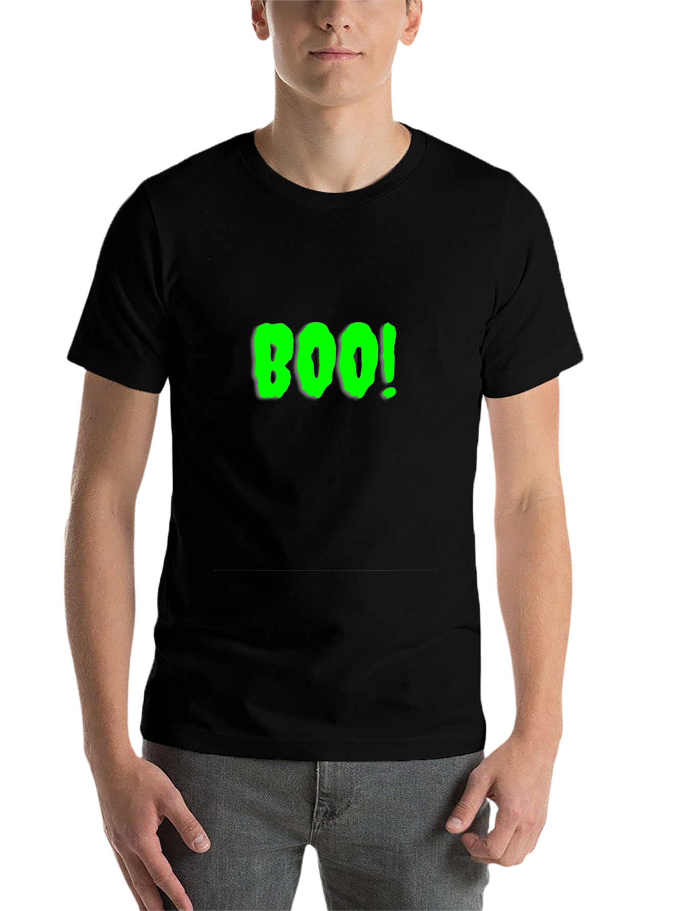 Black Boo! Black Cotton Graphic Tee view 7