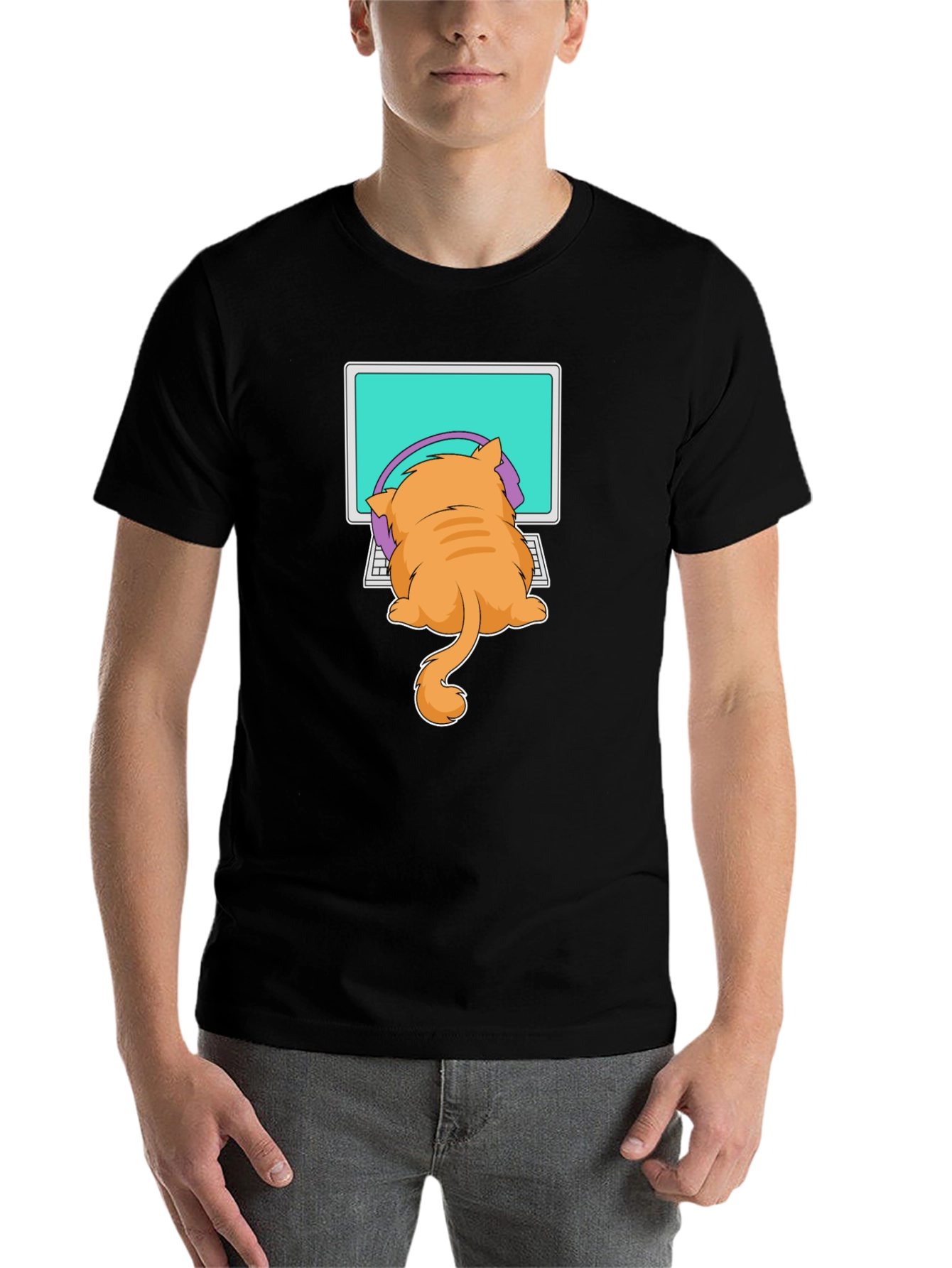 Black Cat Gamer T-Shirt - Funny Kitten Computer Tee view 7