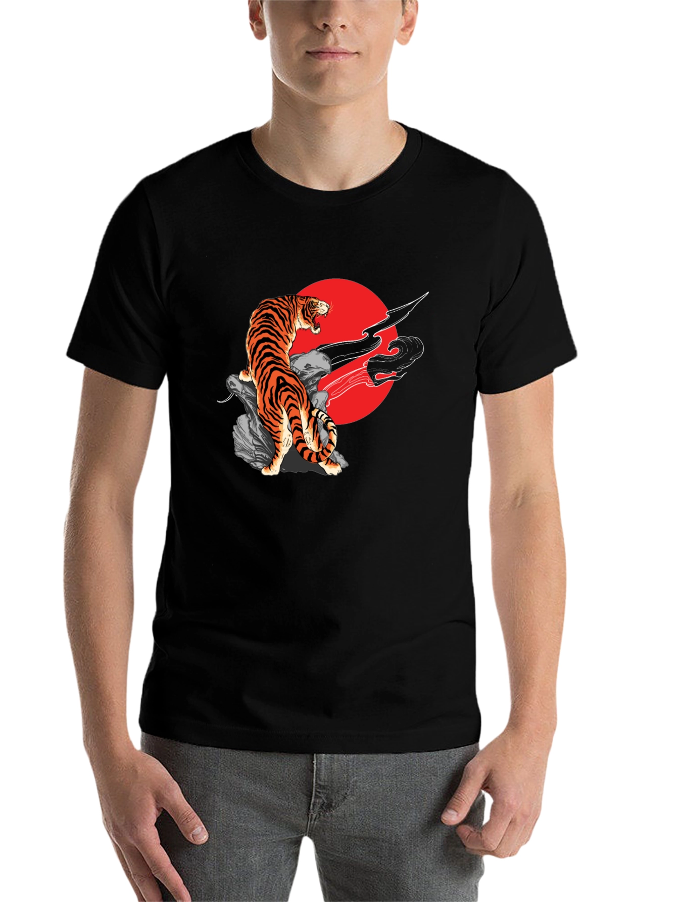 Black Tiger Graphic Black T-Shirt view 7
