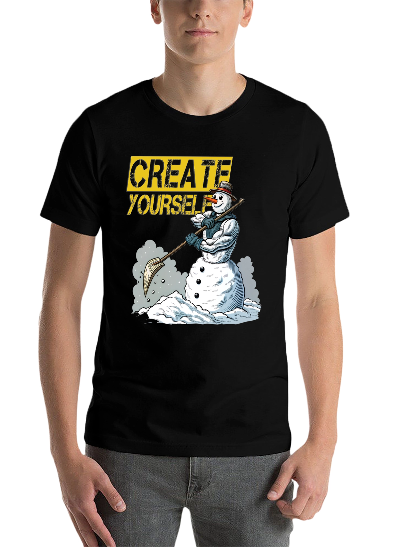 Black Create Yourself Graphic Tee - Snowman Design view 7