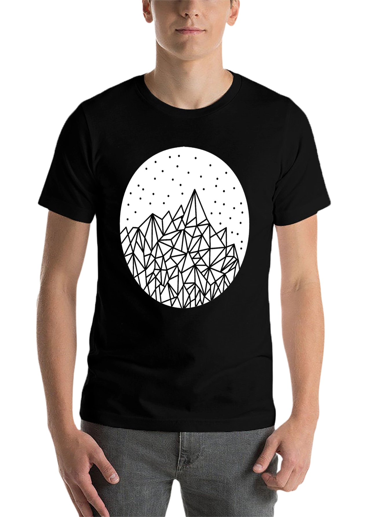 Black Geometric Mountainscape Tee view 7