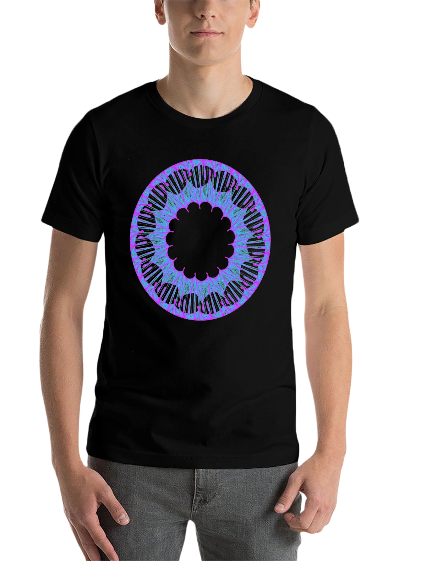 Abstract Circular Graphic Tee - Black Cotton Blend - 7