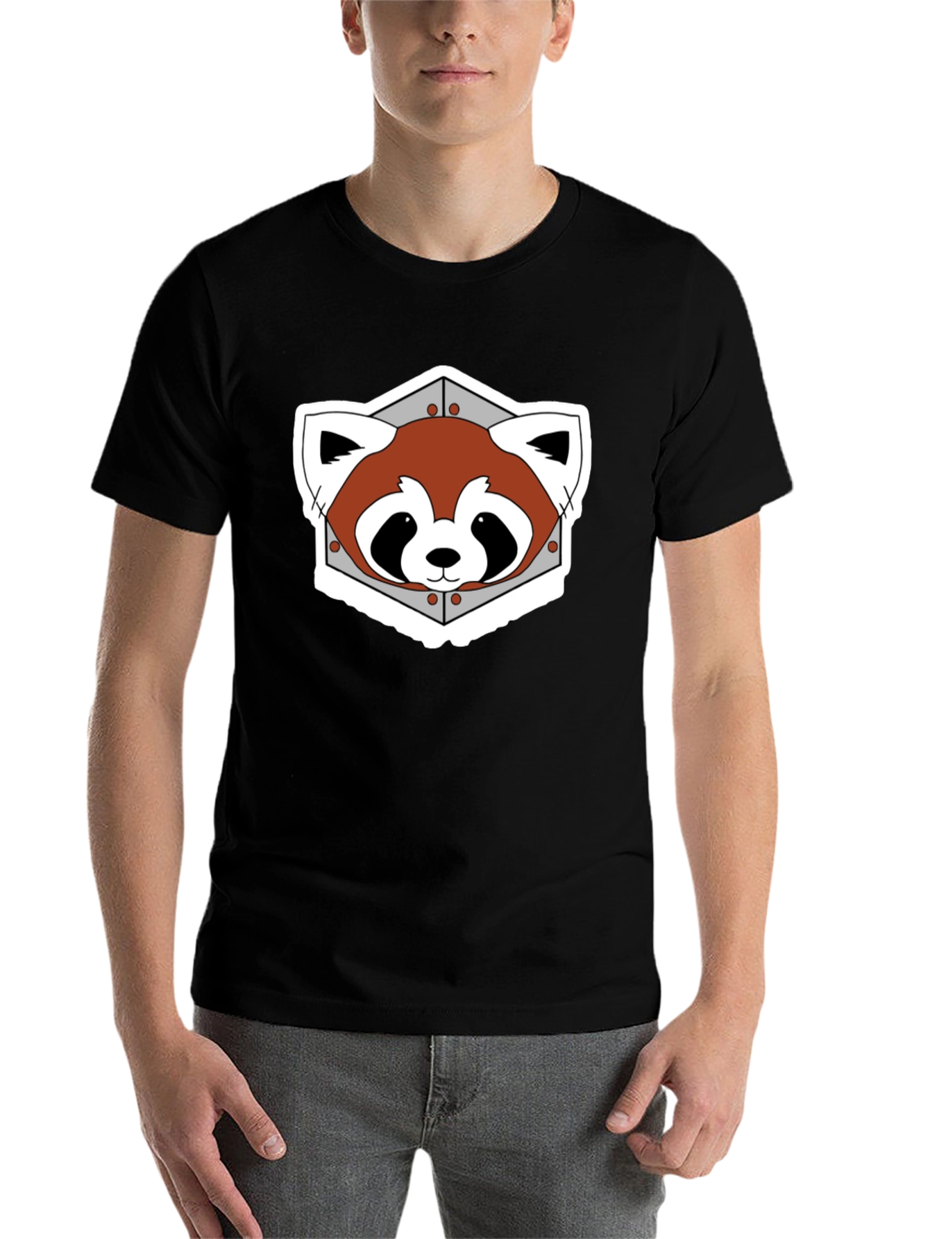 Black Red Panda Graphic Tee - Black Cotton Blend view 7