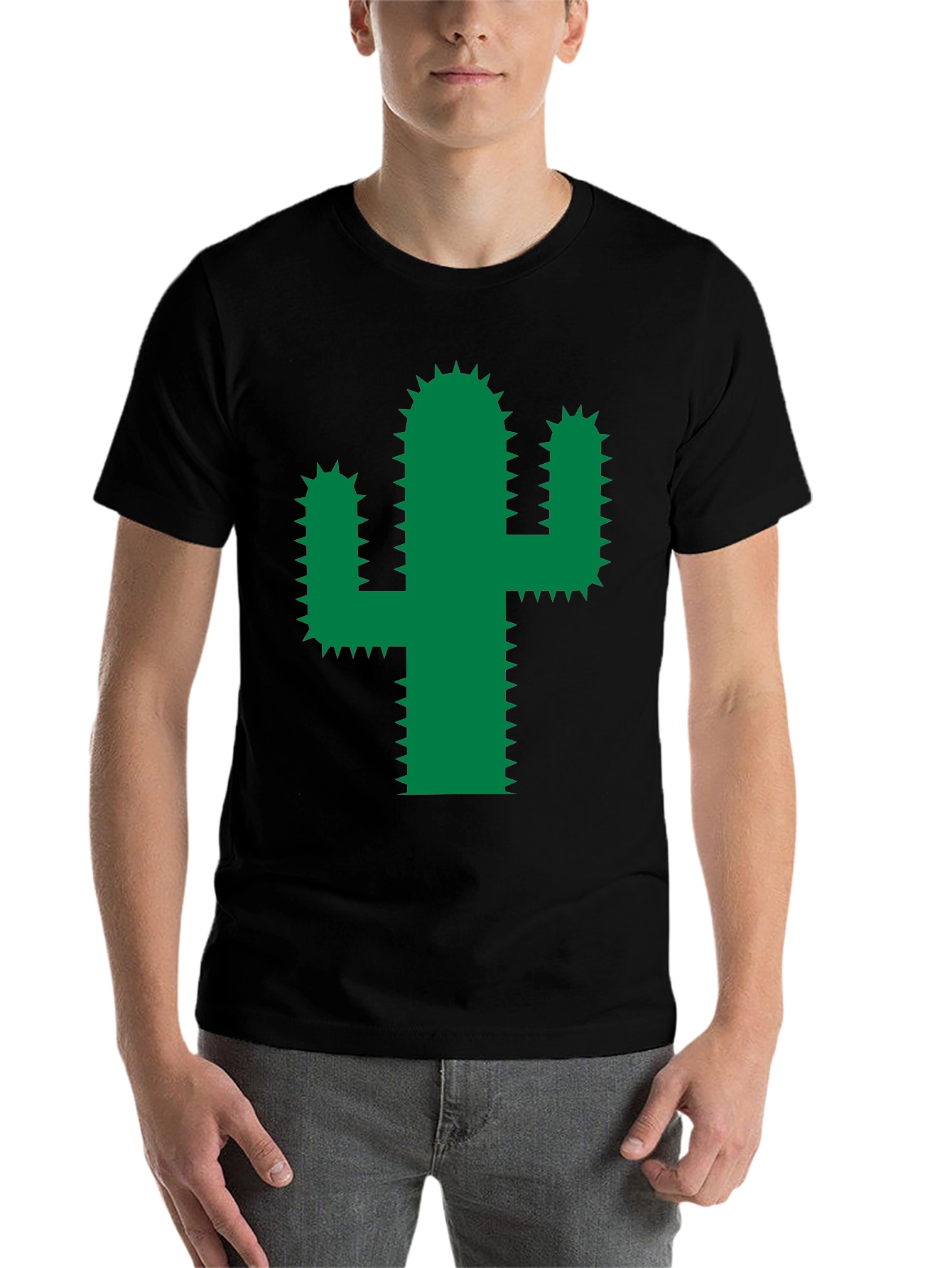 Black Cactus Graphic Tee - Trendy Green Desert Plant Shirt view 7