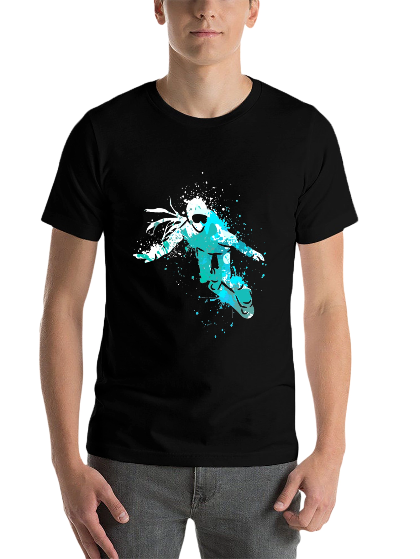 Black Snowboarder Graphic Tee - Black Cotton Comfort view 7