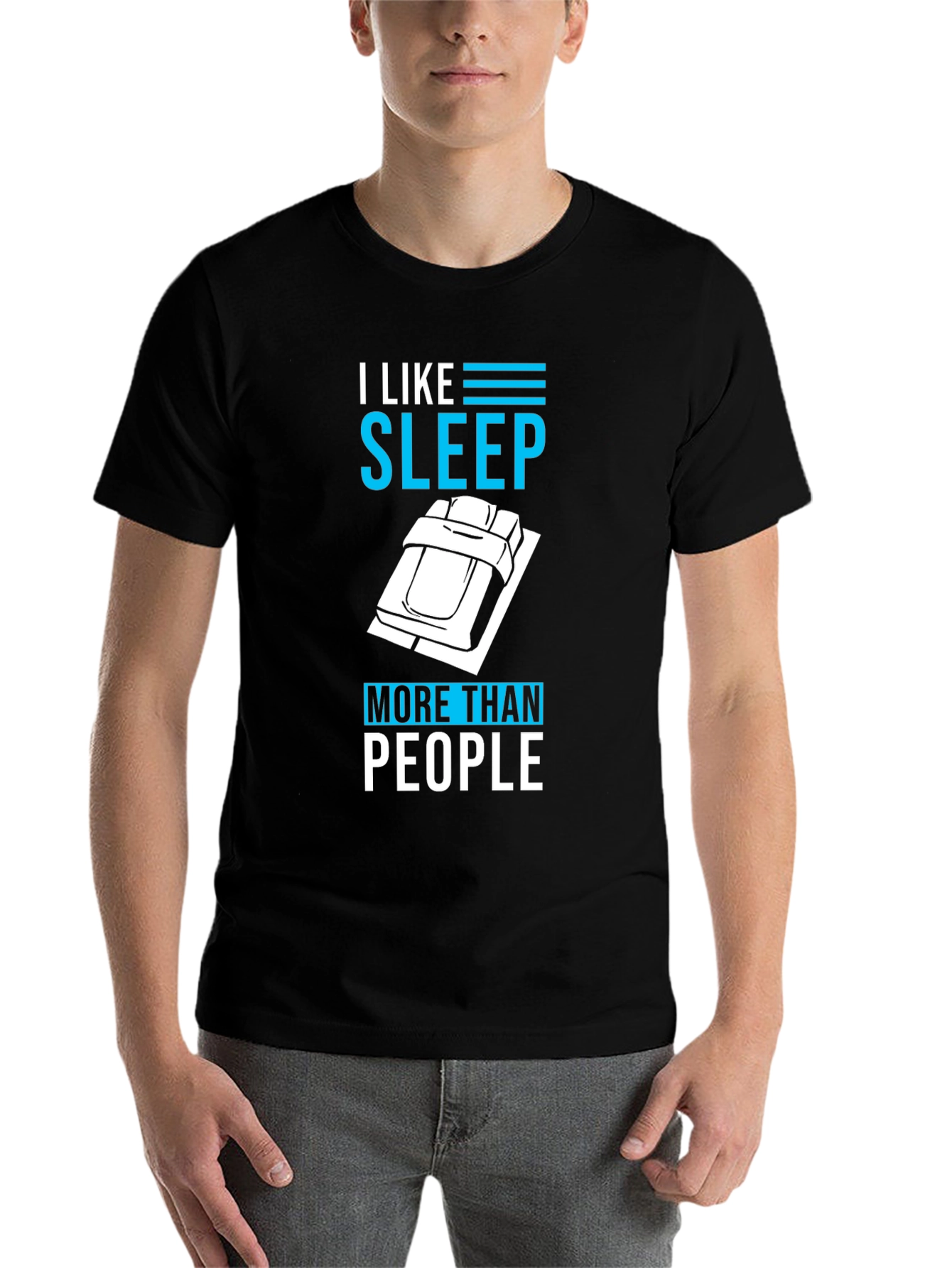 Black I Like Sleep More Than People T-Shirt view 7