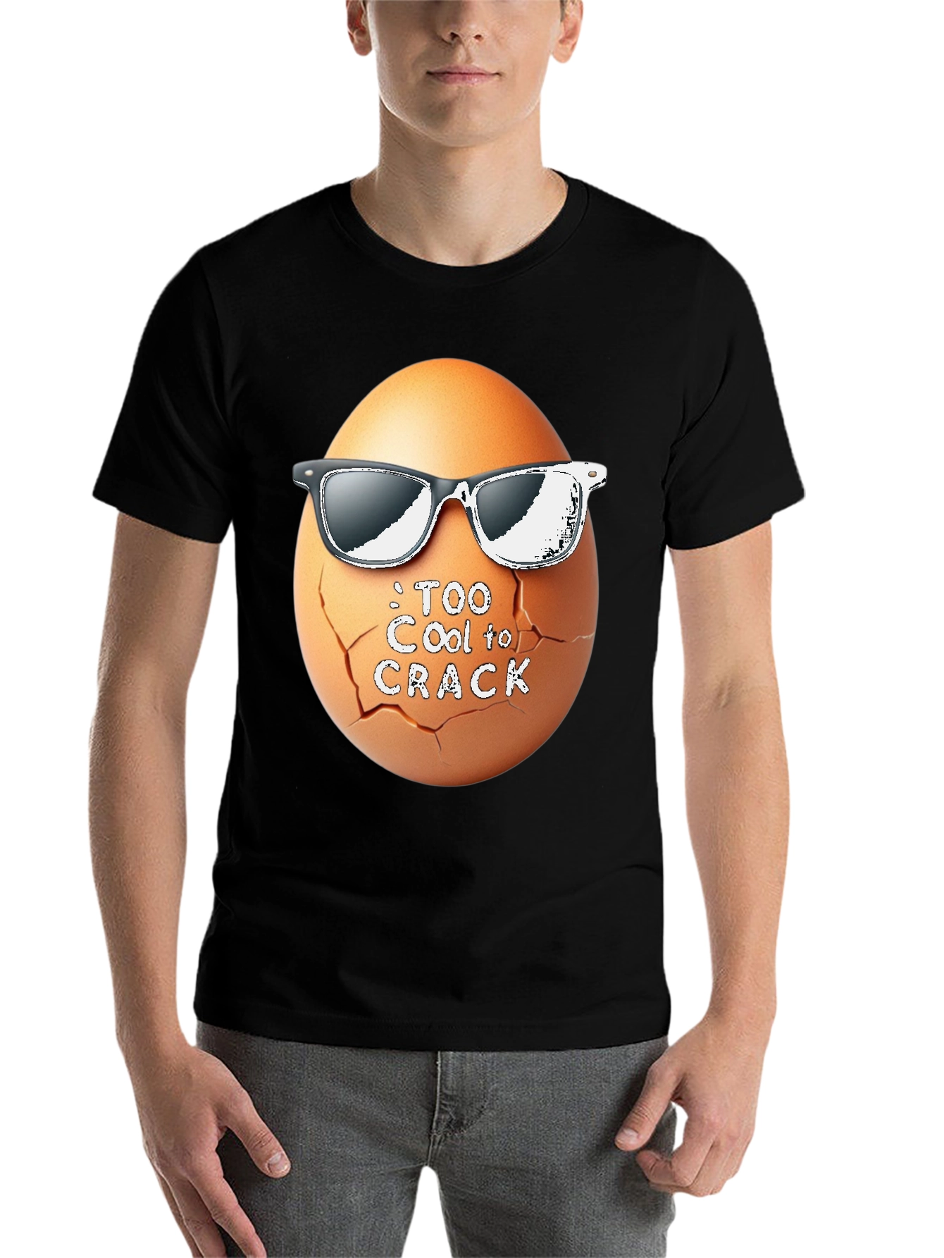 Black Too Cool To Crack T-Shirt Funny Egg with Shades view 7