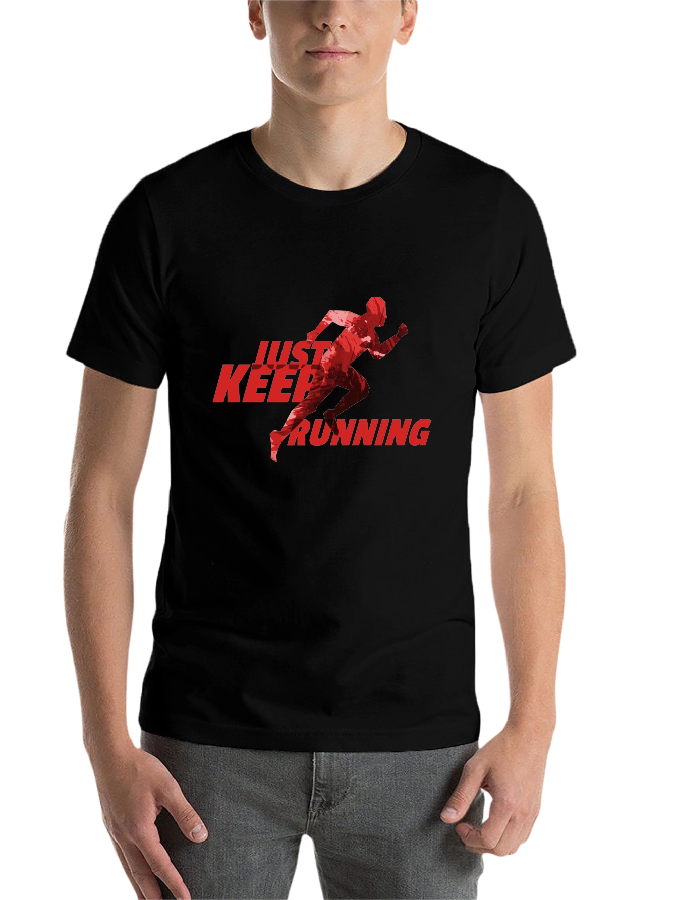 Black Just Keep Running Graphic Tee - Black view 7