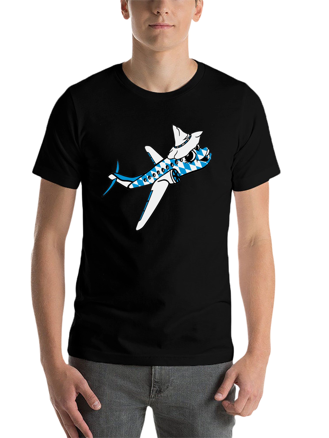 Black Cartoon Airplane Tee view 7