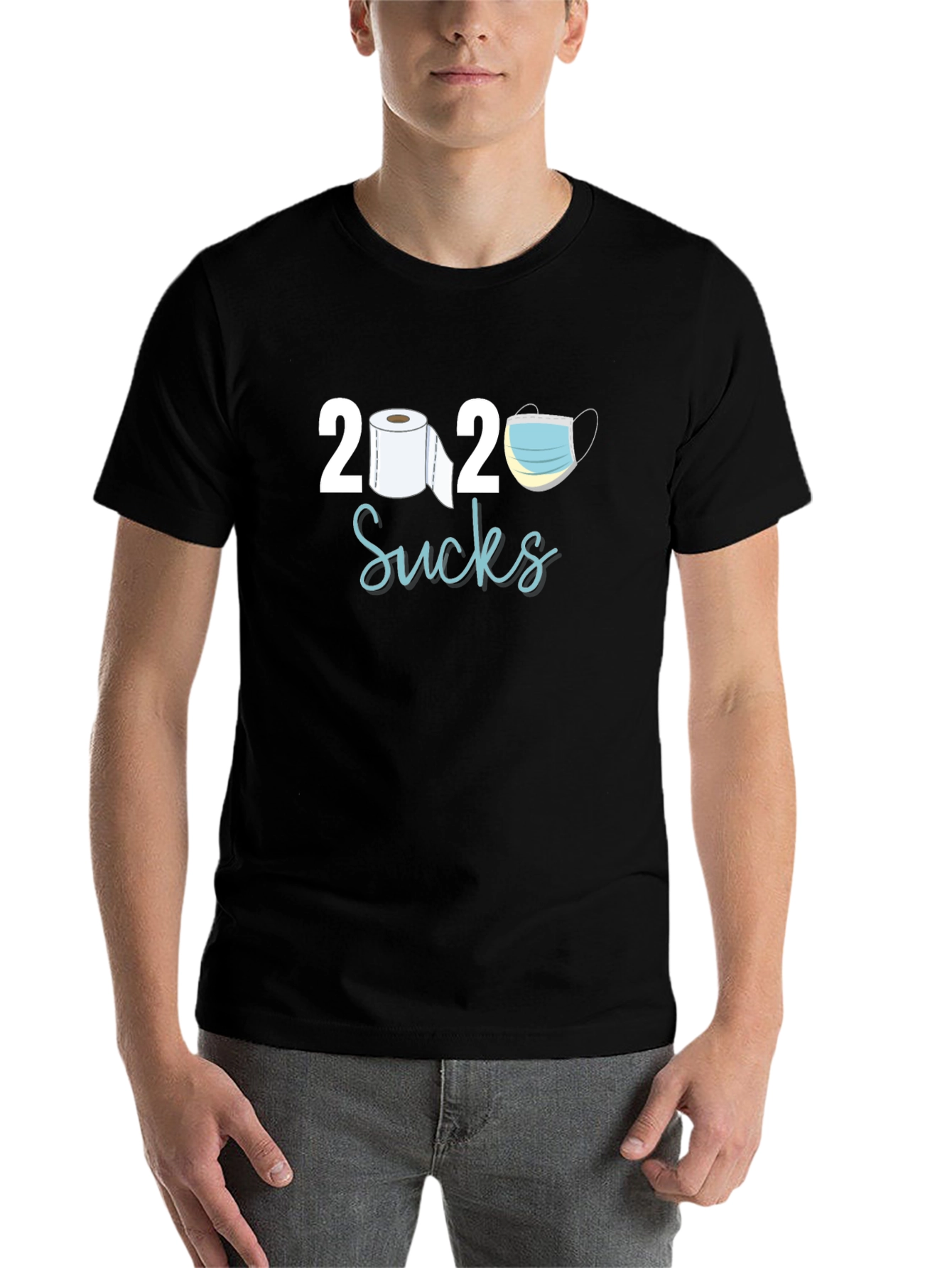 Black 2020 Sucks Novelty Graphic T-Shirt view 7