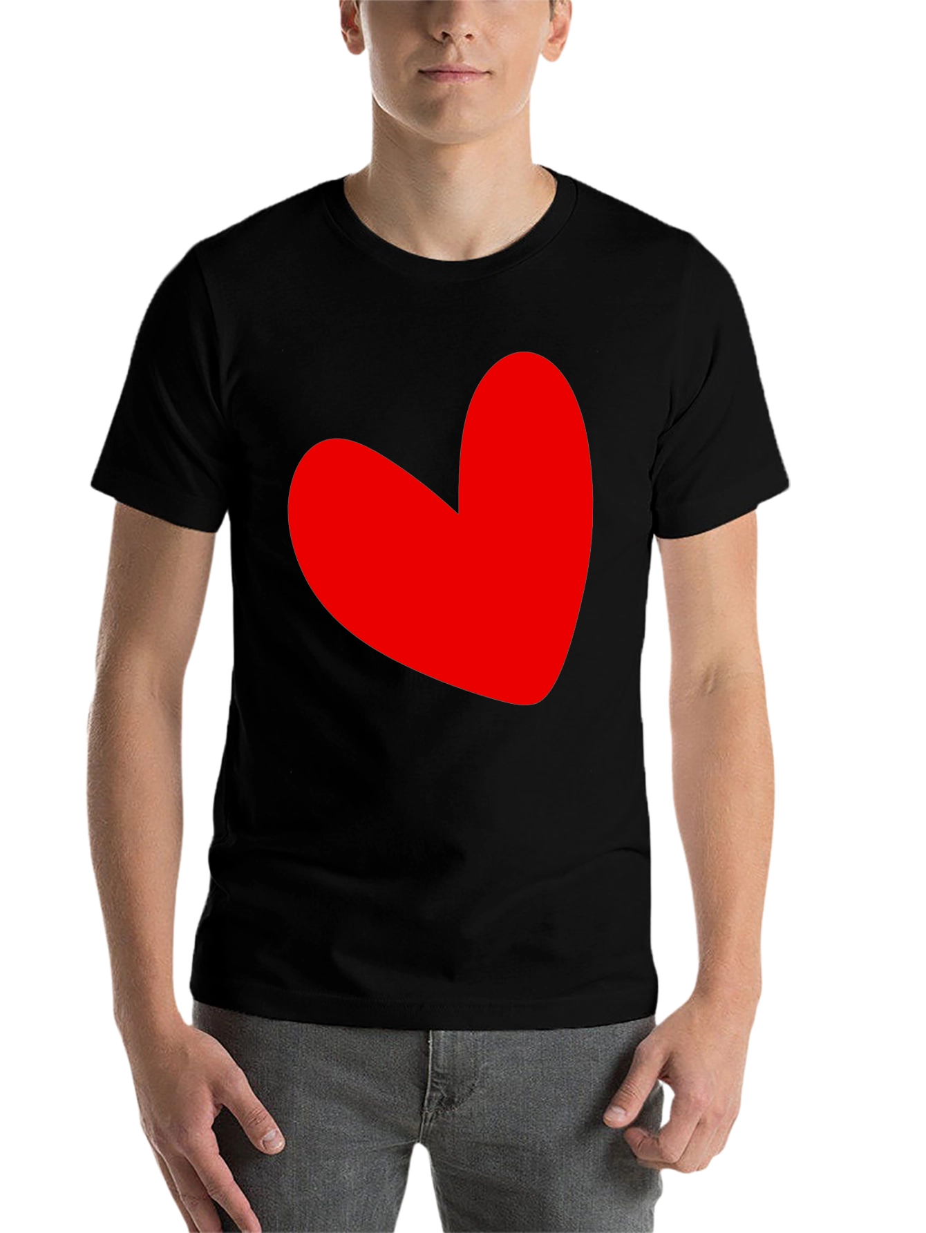Black Red Heart Graphic Black T-Shirt view 7