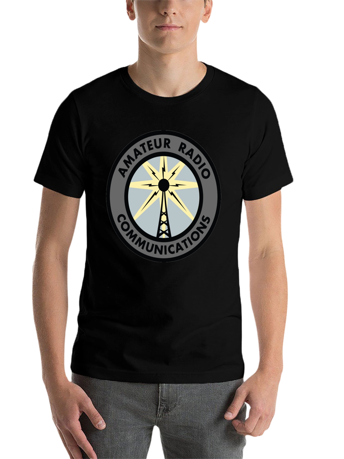 Black Amateur Radio Communications T-Shirt view 7