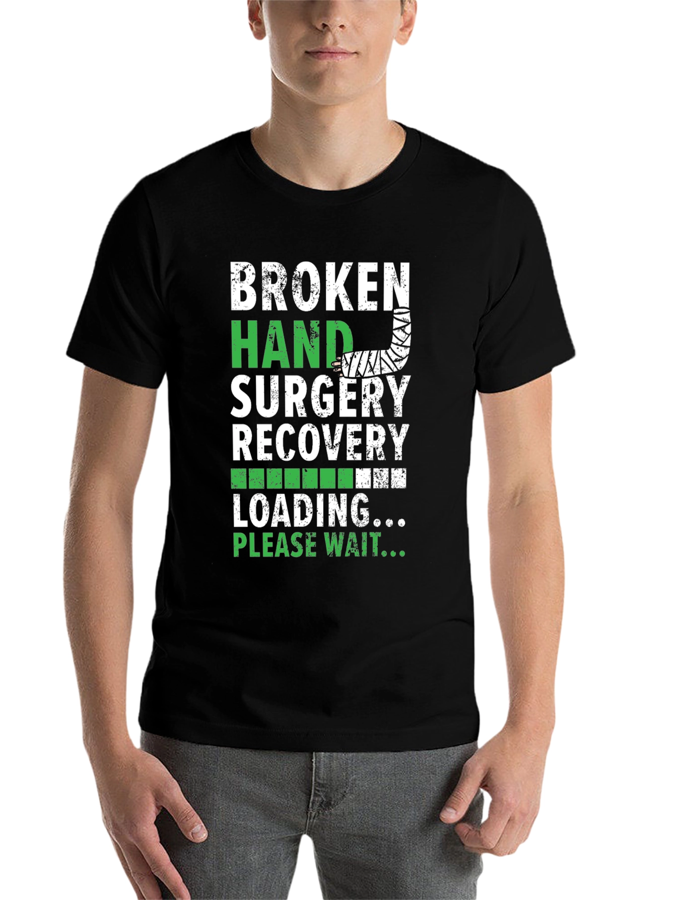 Black Broken Hand Surgery Recovery T-Shirt view 7