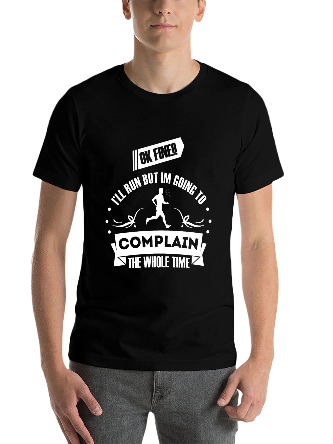 Black Funny Running T-Shirt - I'll Run But I'll Complain view 7