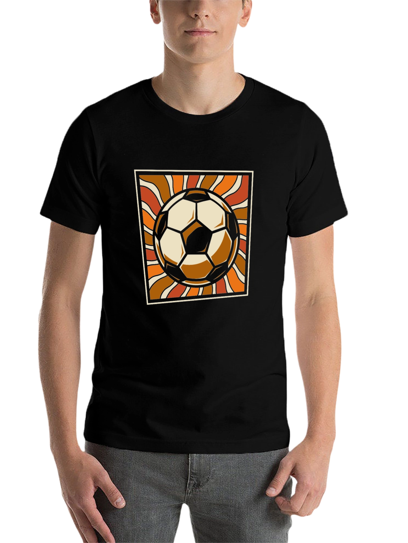 Black Retro Soccer Ball Graphic Tee - Vintage Style view 7