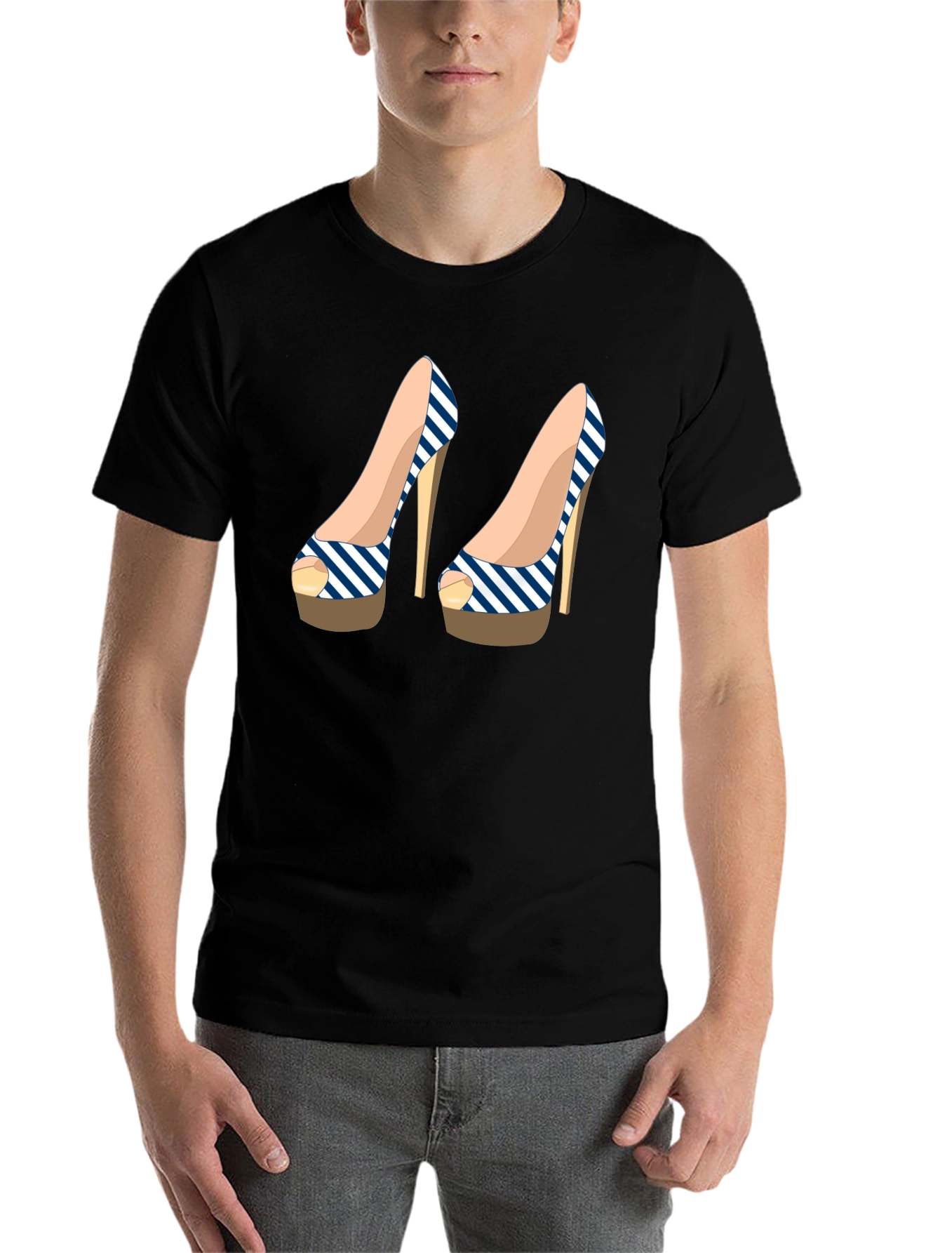 Black Stylish Heel Print Black T-Shirt for Fashionistas view 7