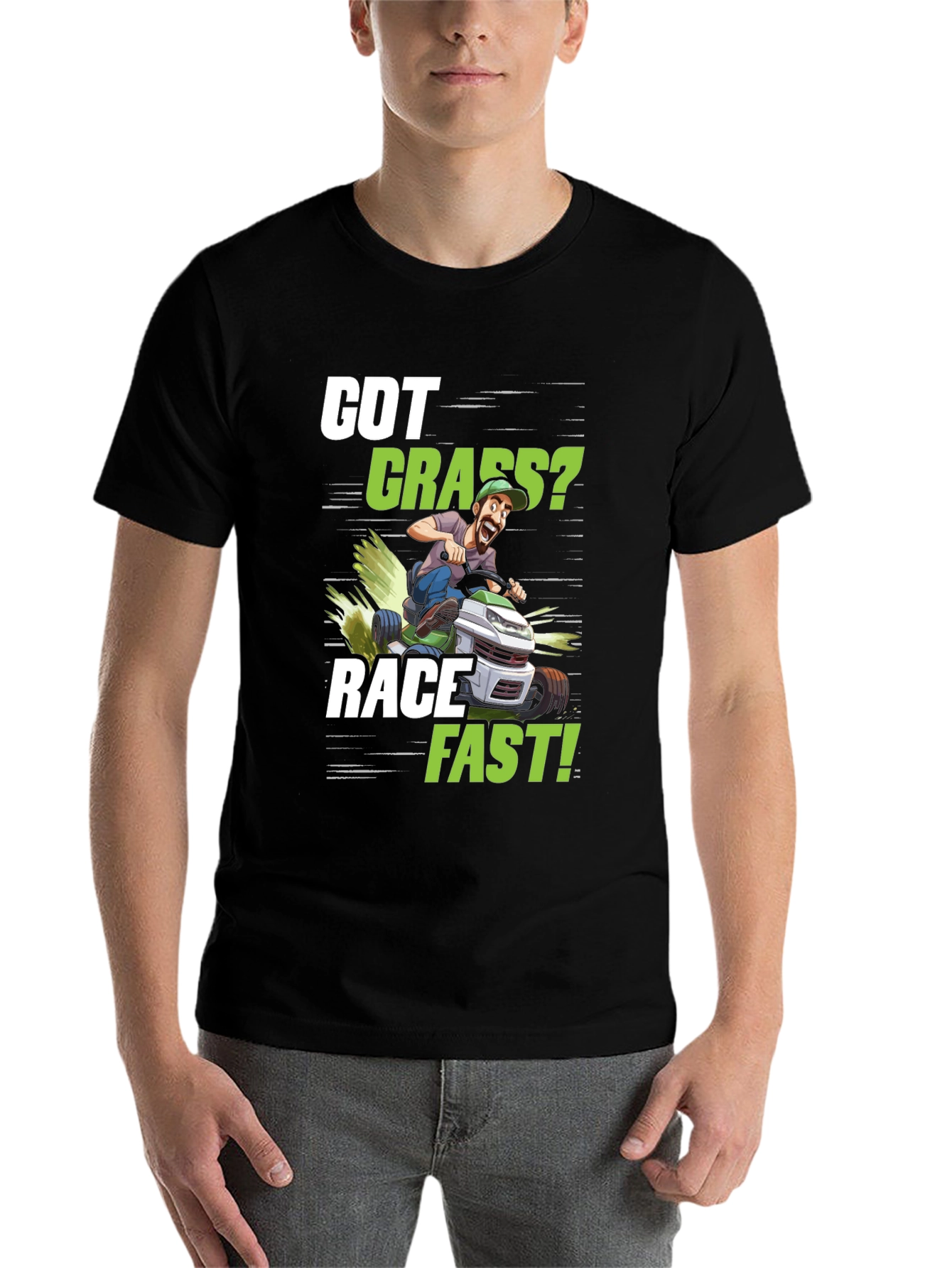Black Got Grass? Funny Lawn Mower Racing T-Shirt view 7