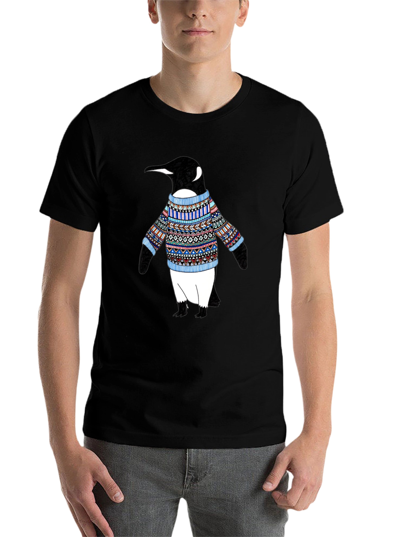 Black Penguin Sweater T-Shirt - Black view 7