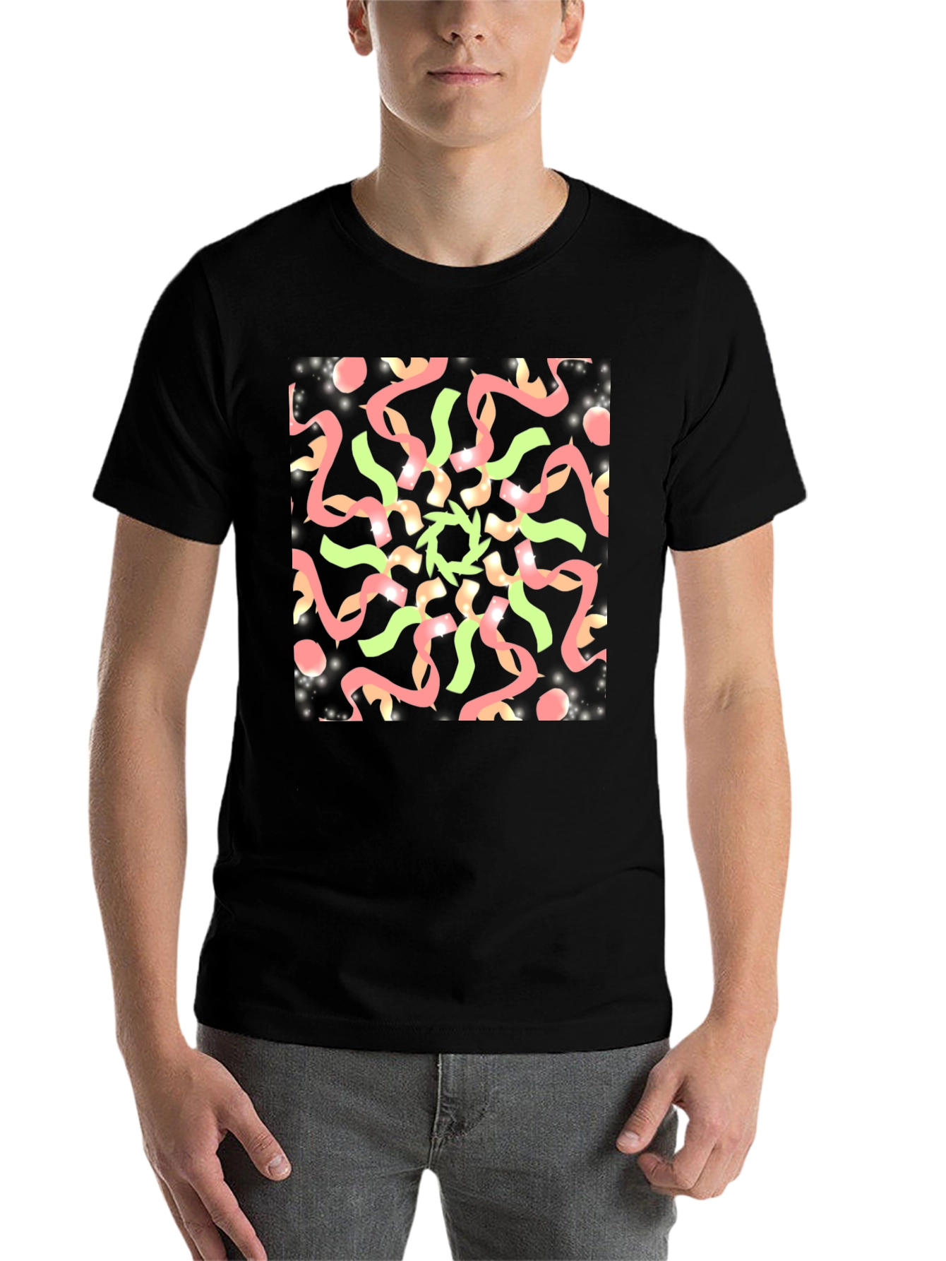 Black Abstract Graphic Print Black T-Shirt view 7