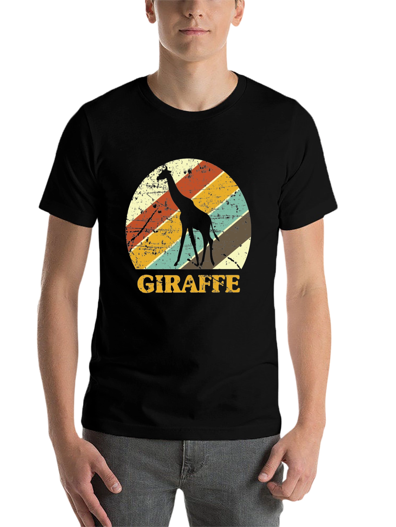 Black Retro Giraffe Graphic Tee - Black view 7