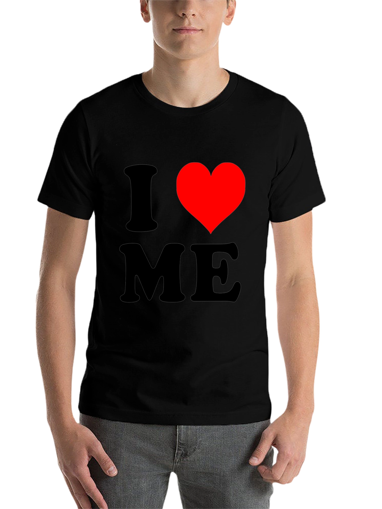 Black I Love Me T-Shirt, Novelty Graphic Tee view 7