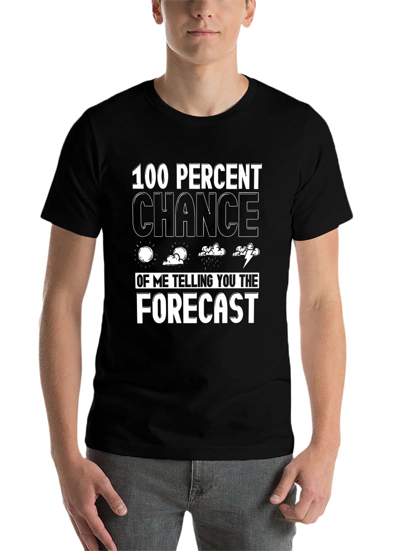 Black Funny Weather Forecast T-Shirt view 7