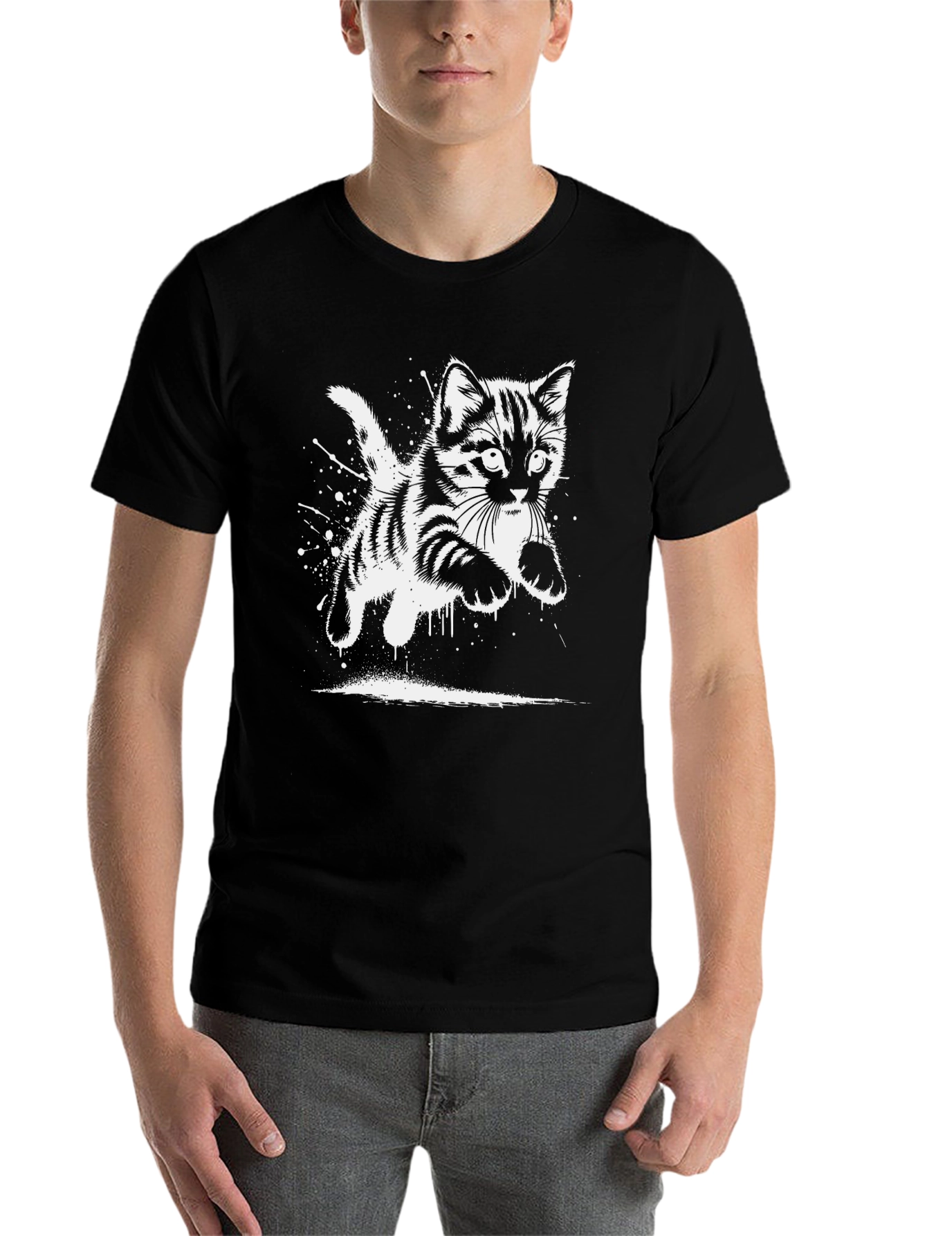 Black Cool Cat Graphic T-Shirt view 7