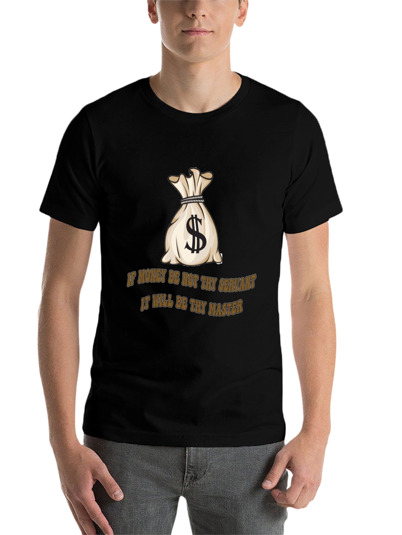 Black Money Bag T-Shirt: If Money Be Not Thy Servant Tee view 7