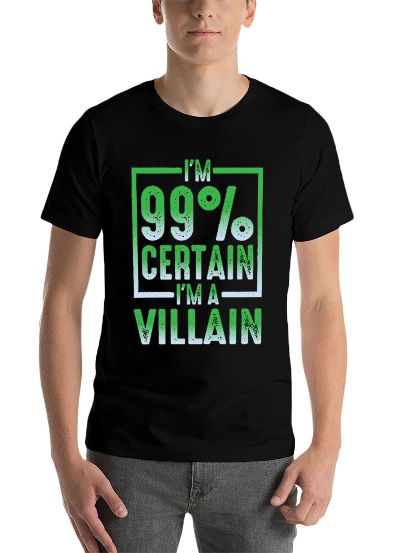Black 99% Certain I'm a Villain Graphic T-Shirt view 7
