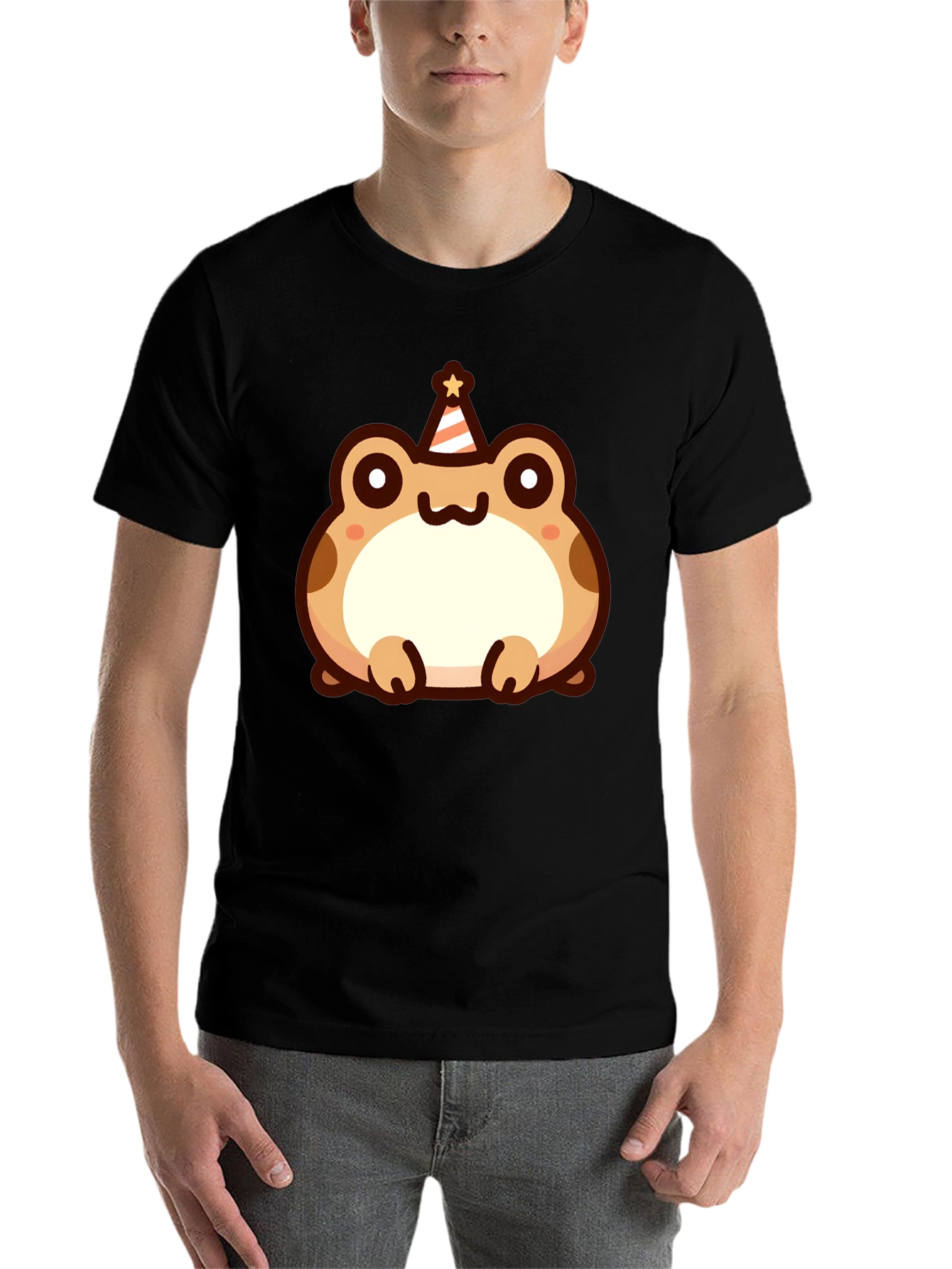 Black Cute Cartoon Frog Birthday T-Shirt view 7